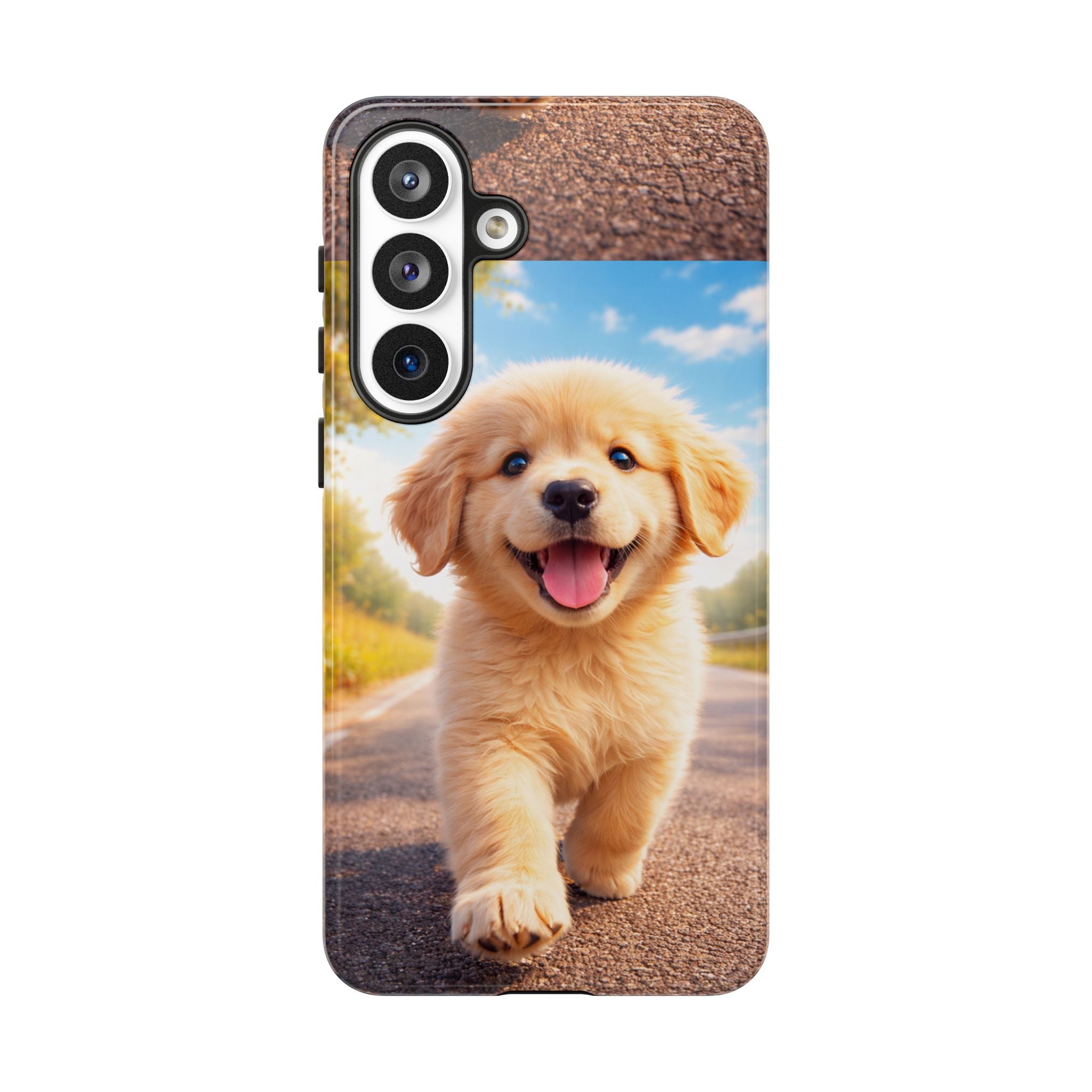 Golden Puppy Sunlit Phone Case — Full‑Wrap UV‑Protected Tough Case