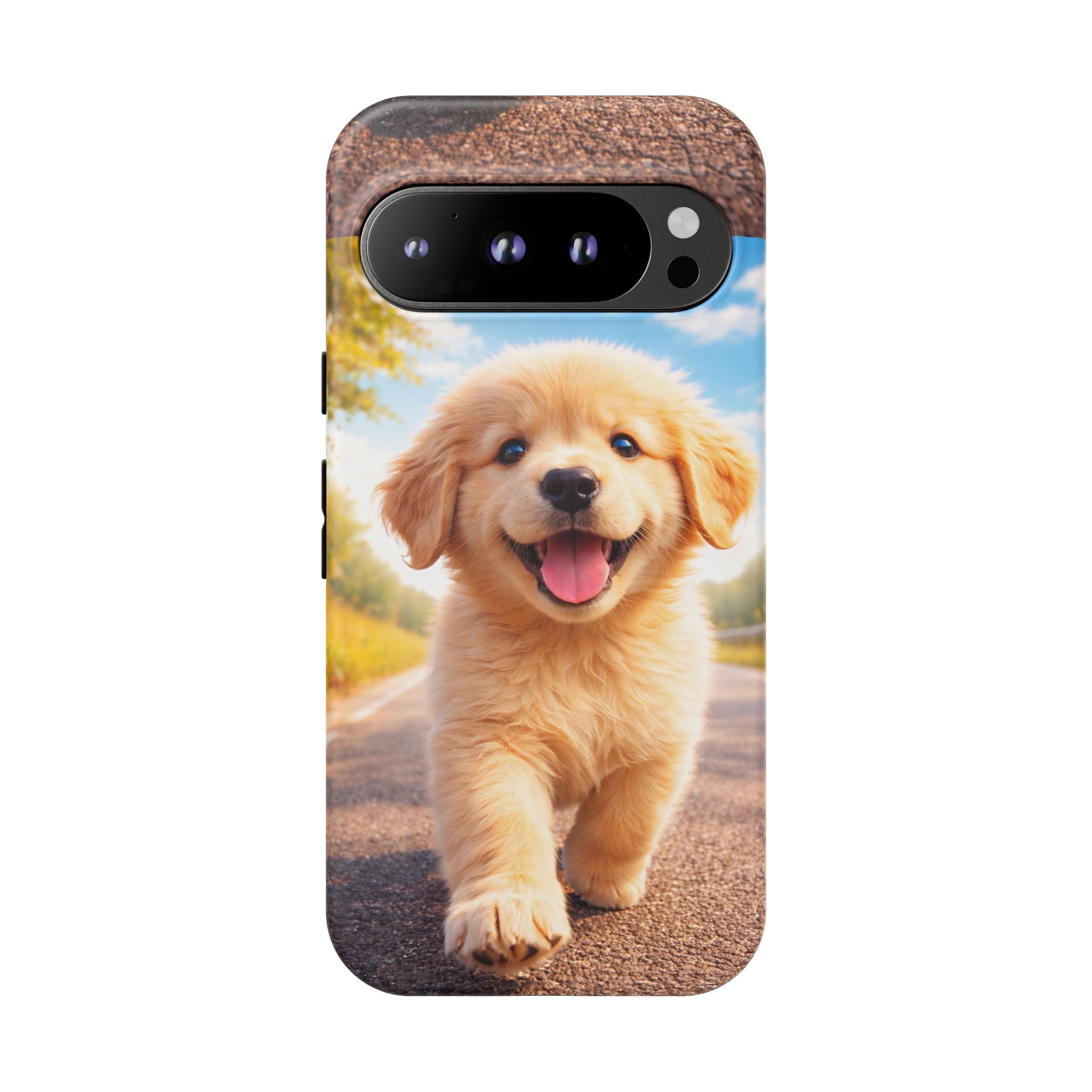 Golden Puppy Sunlit Phone Case — Full‑Wrap UV‑Protected Tough Case