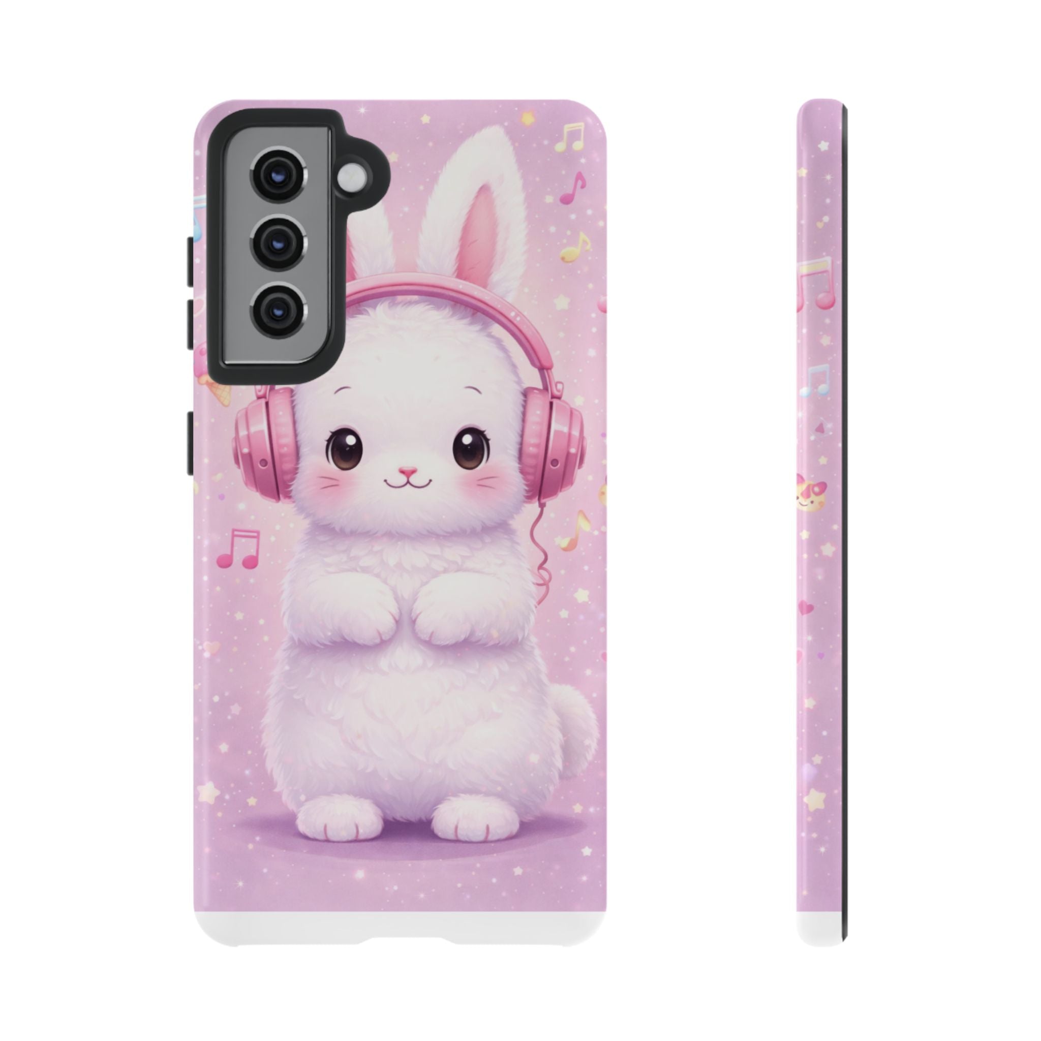 Pastel Bunny with Pink Headphones Phone Case | Dual-Layer Protective Case