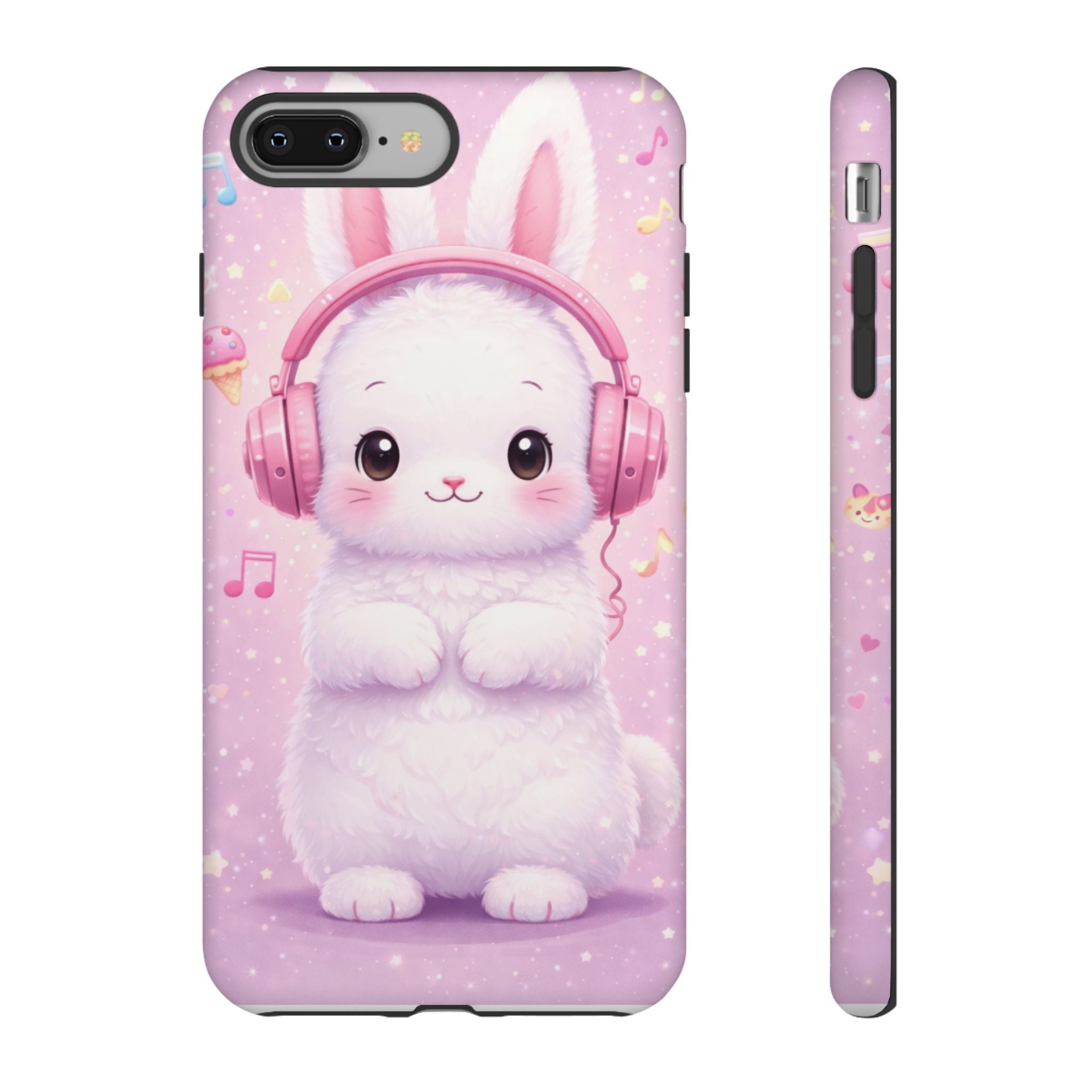 Pastel Bunny with Pink Headphones Phone Case | Dual-Layer Protective Case