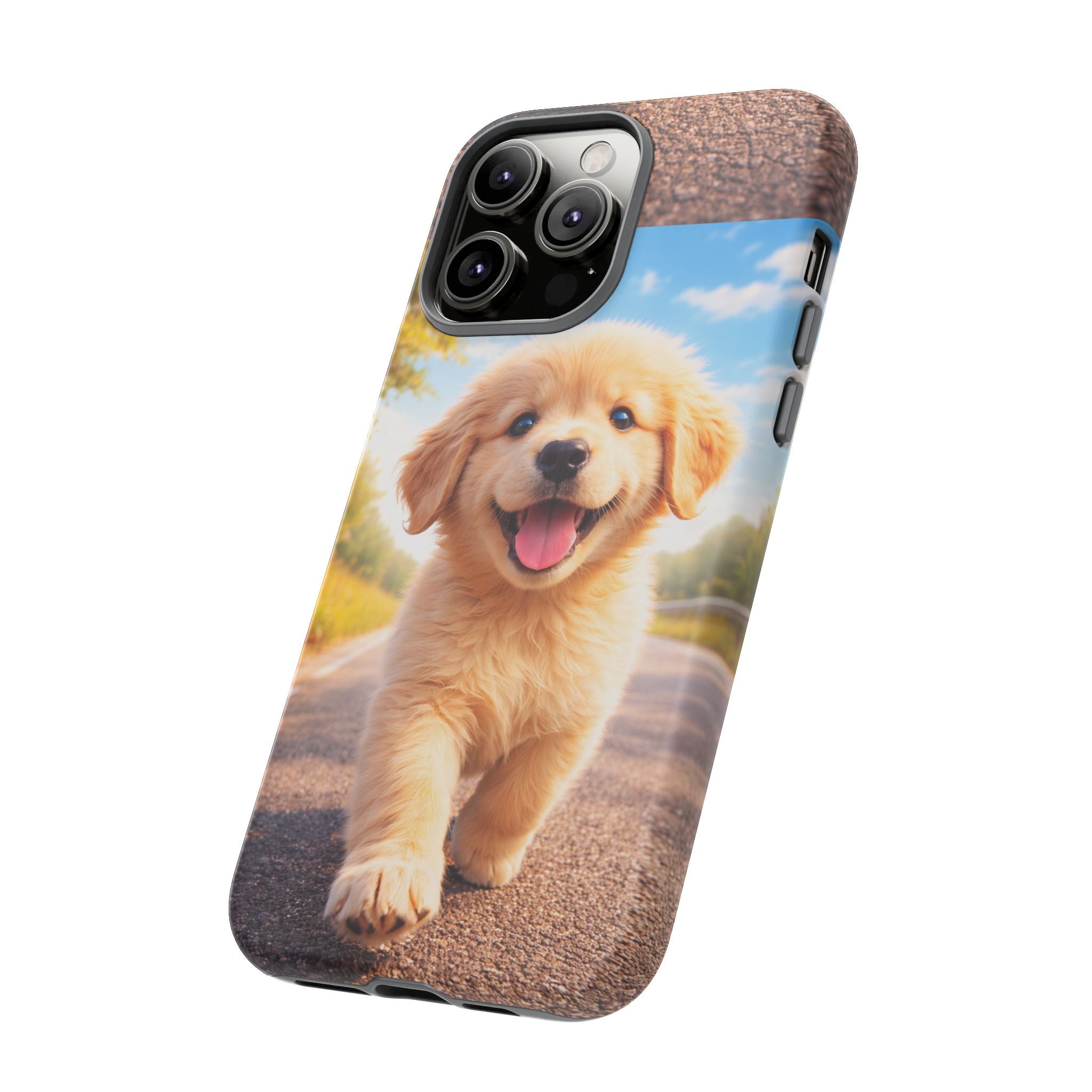 Golden Puppy Sunlit Phone Case — Full‑Wrap UV‑Protected Tough Case