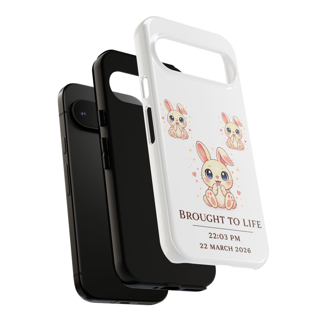 Cute Bunny Nursery Birth Announcement Phone Case | Personalized Name, Date & Time
