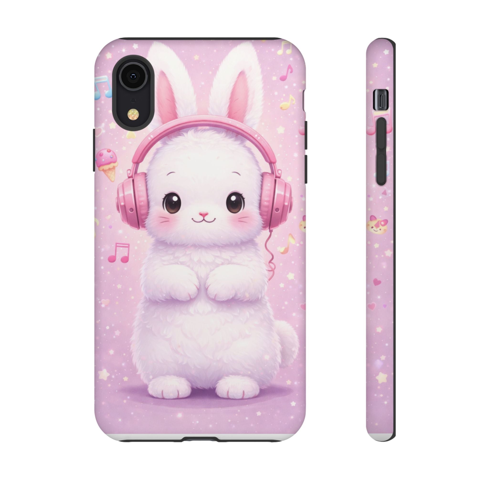 Pastel Bunny with Pink Headphones Phone Case | Dual-Layer Protective Case