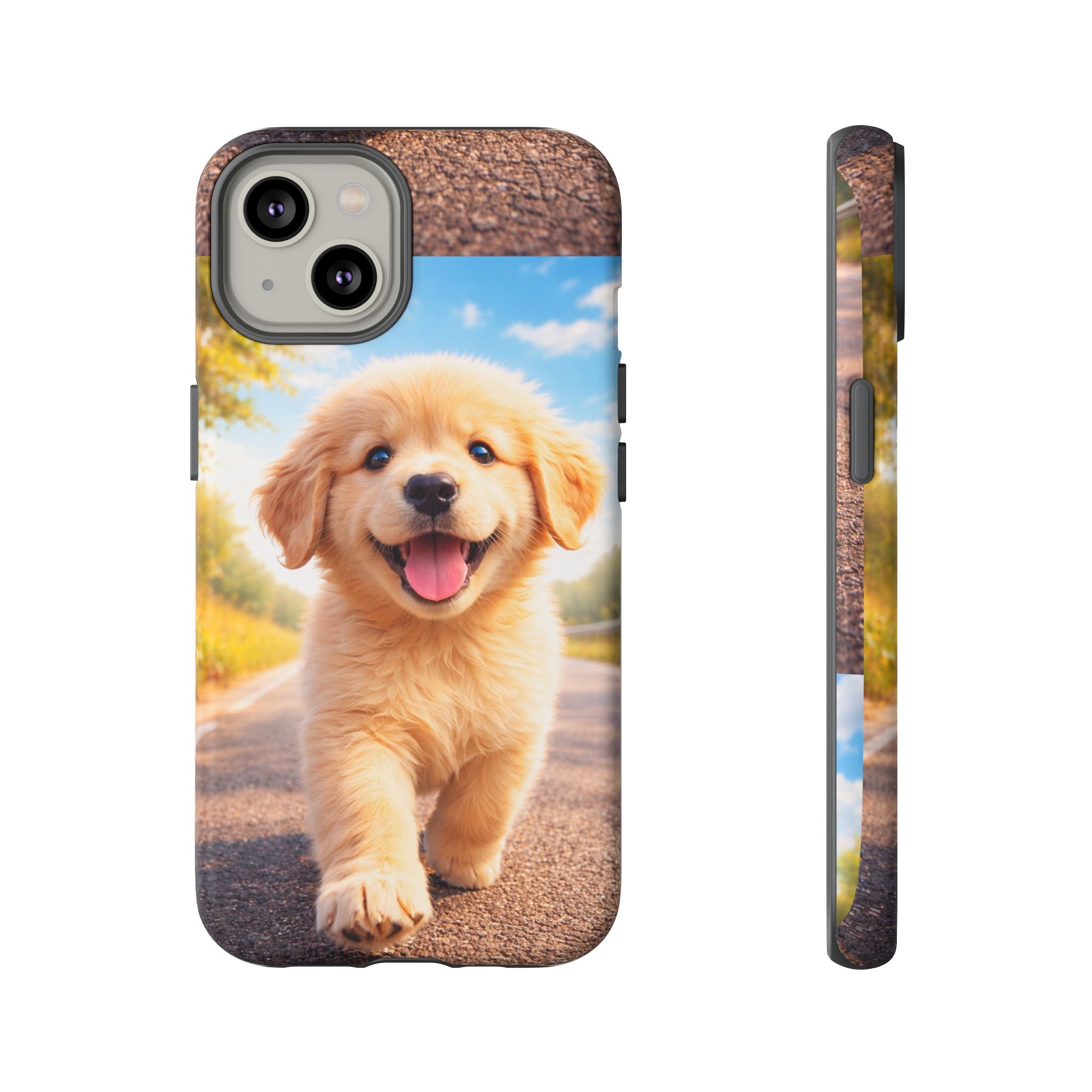 Golden Puppy Sunlit Phone Case — Full‑Wrap UV‑Protected Tough Case
