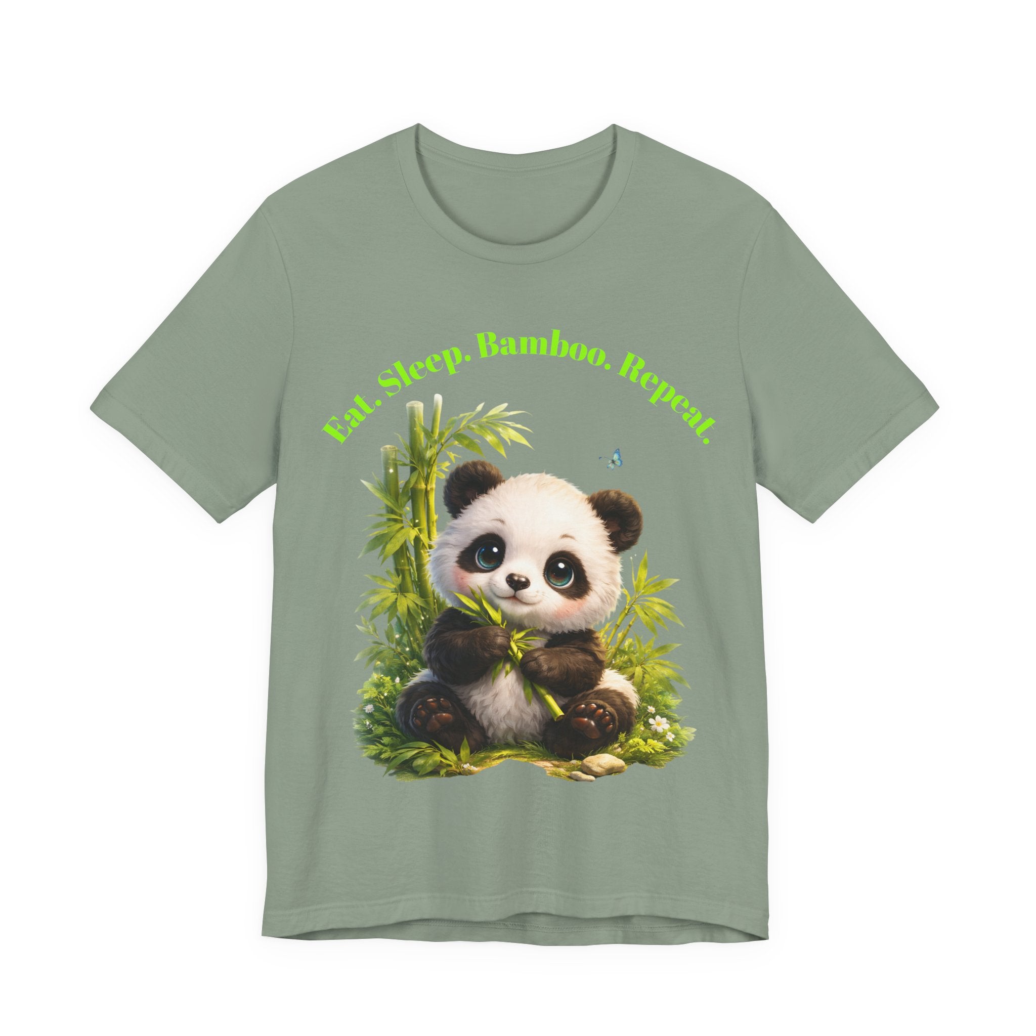 Cute Baby Panda Eating Bamboo tee | Panda Graphic T-Shirt, Animal Nature Tee