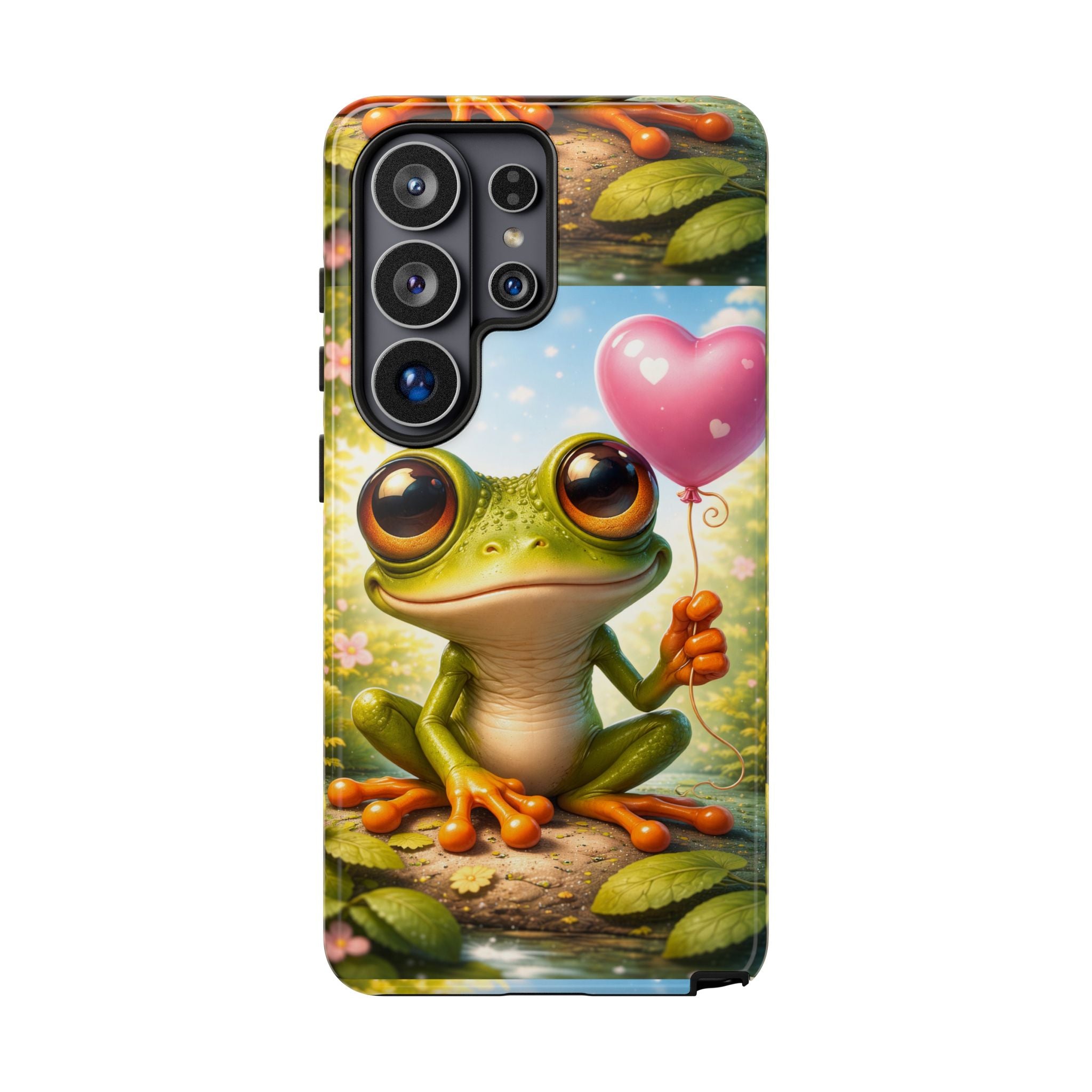 Frog Heart Balloon Phone Case — Glossy or Matte 3D Wrap Protective Case