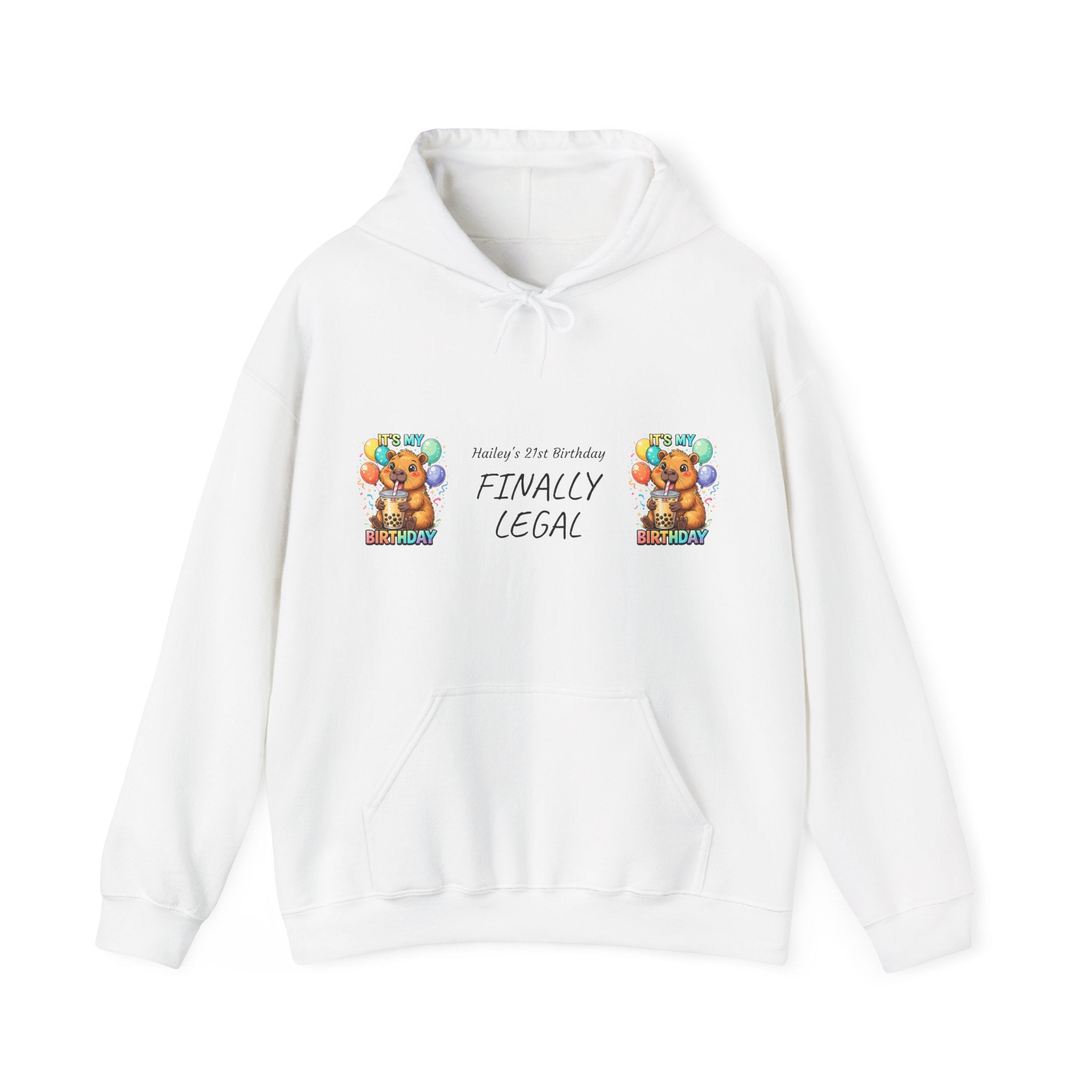Finally Legal Bear Illustration Hoodie | 21st Birthday Sweatshirt