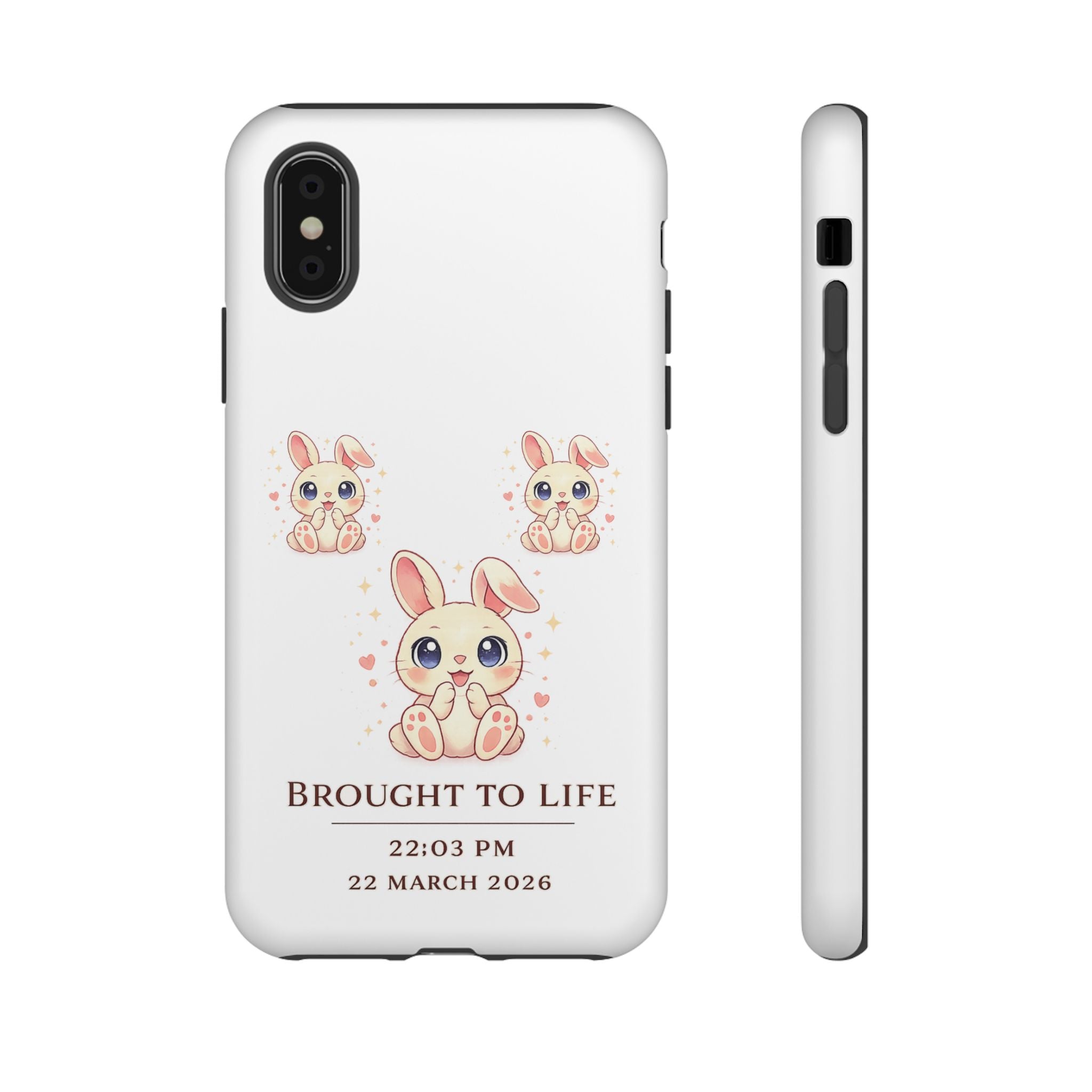 Cute Bunny Nursery Birth Announcement Phone Case | Personalized Name, Date & Time