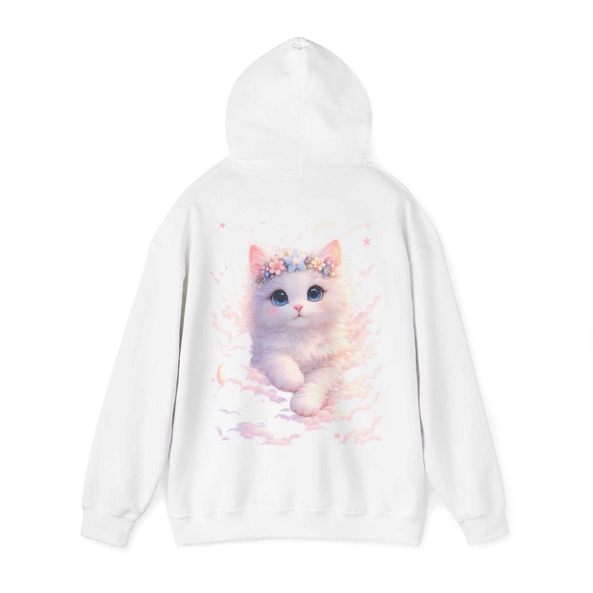 Stay Pawsitive Kitten Clouds Hoodie | Cute Pastel Cat Comfort Sweatshirt