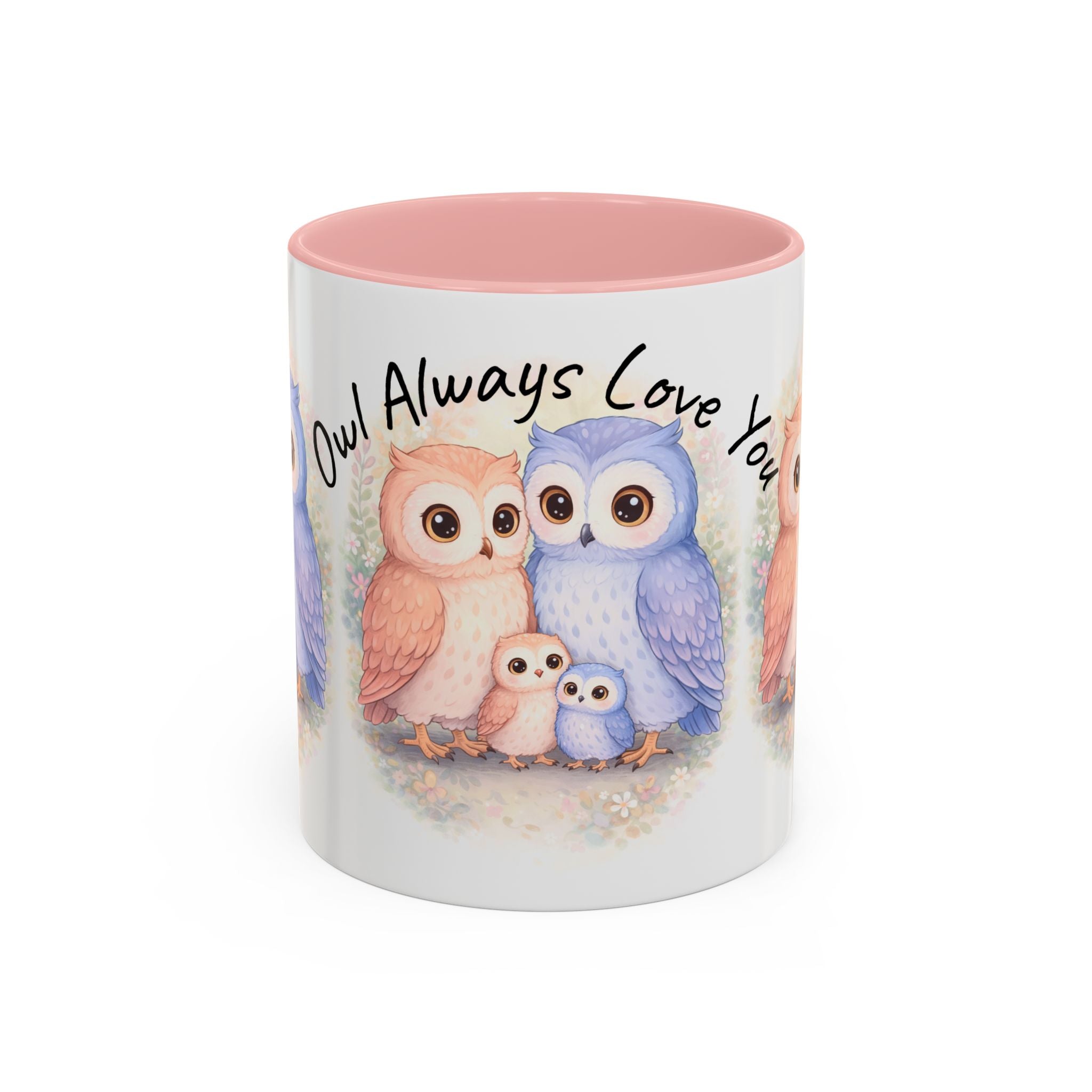 Watercolor Owl Family Mug 11oz 15oz | Pastel Ceramic Accent Coffee Cup