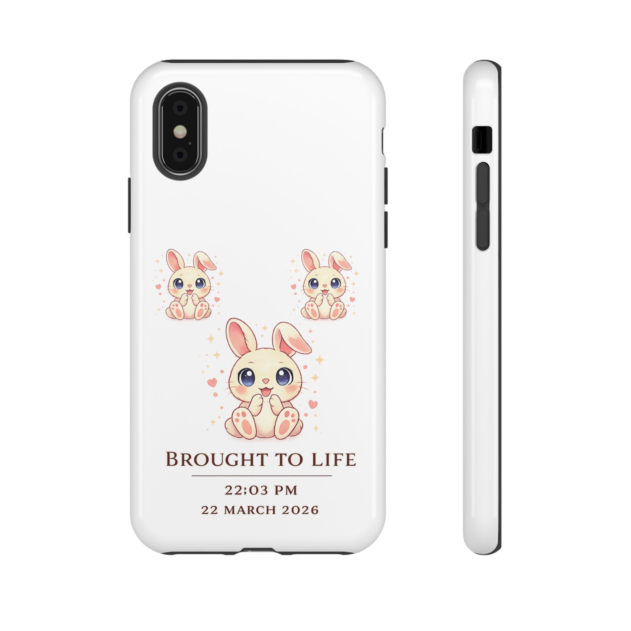 Cute Bunny Nursery Birth Announcement Phone Case | Personalized Name, Date & Time