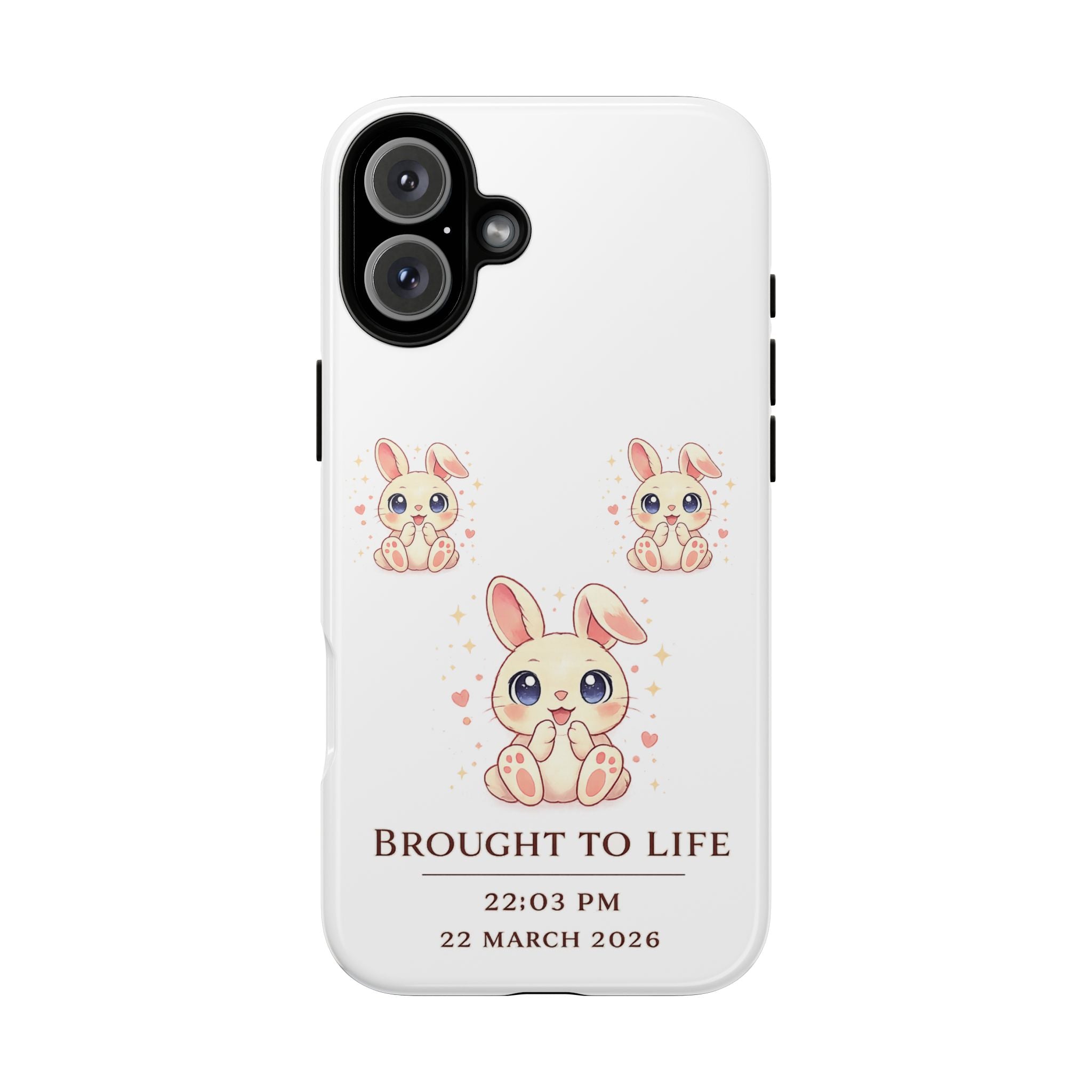 Cute Bunny Nursery Birth Announcement Phone Case | Personalized Name, Date & Time