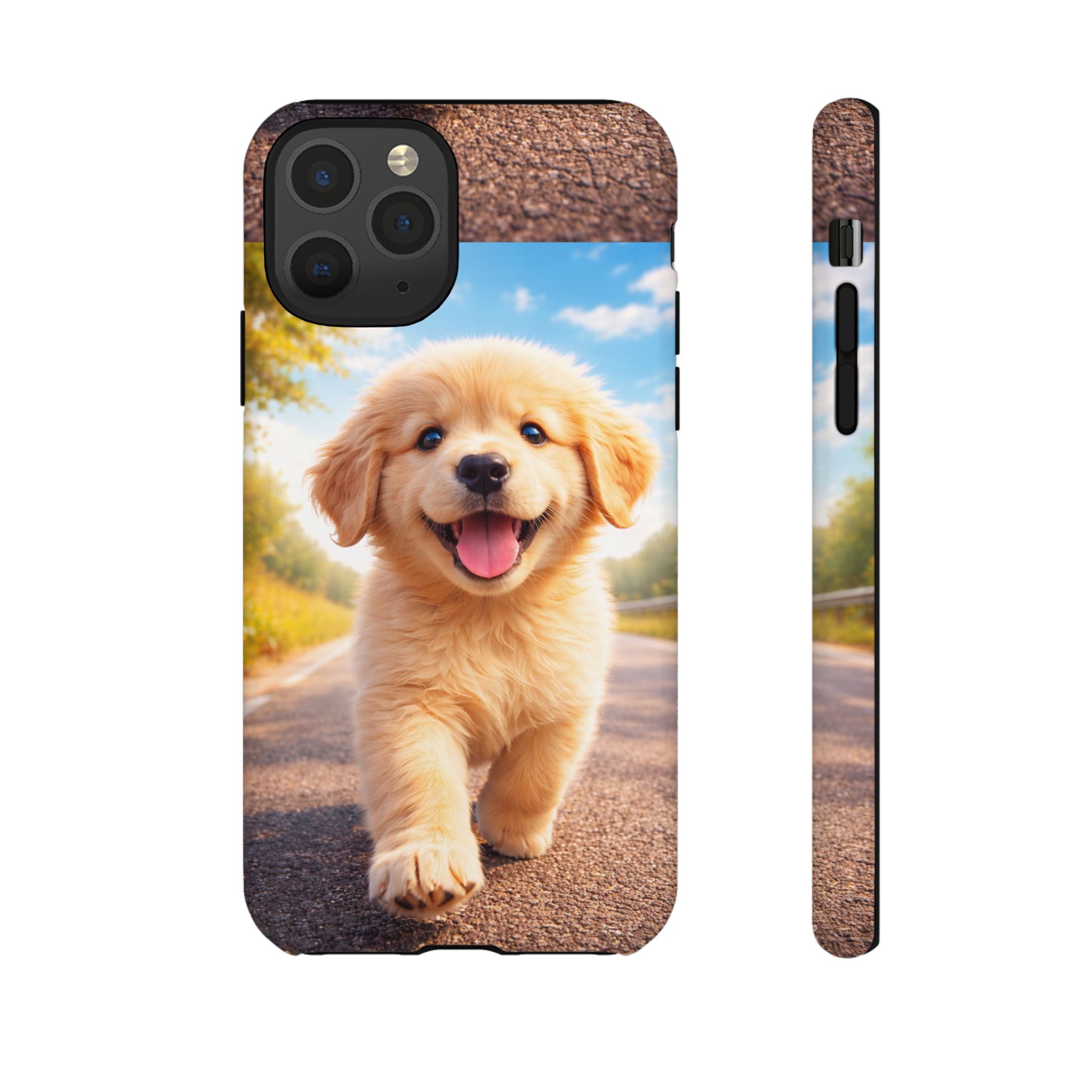Golden Puppy Sunlit Phone Case — Full‑Wrap UV‑Protected Tough Case
