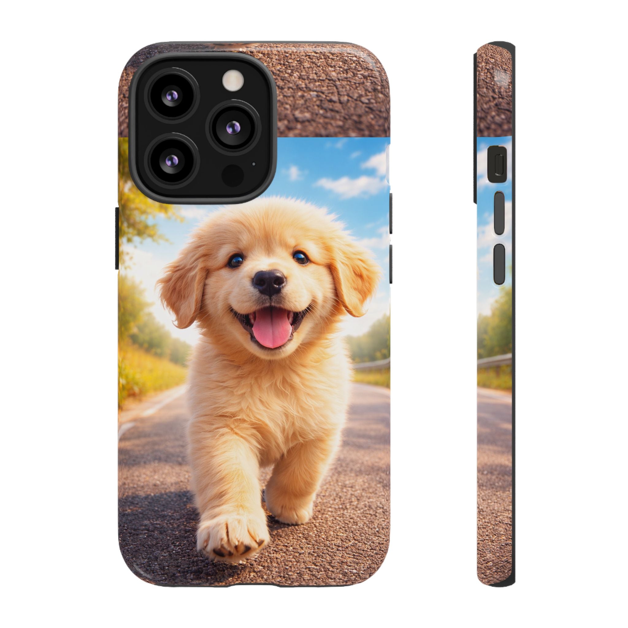 Golden Puppy Sunlit Phone Case — Full‑Wrap UV‑Protected Tough Case