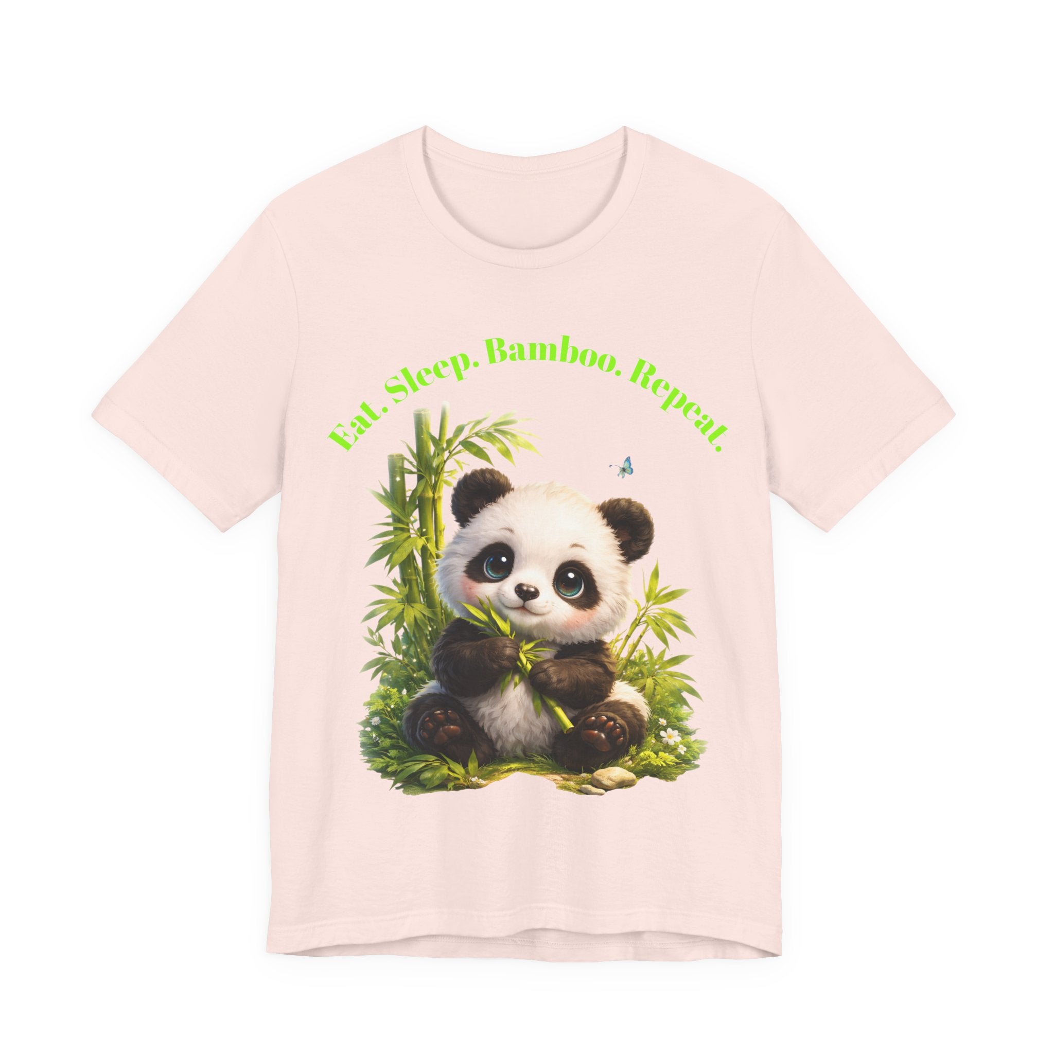 Cute Baby Panda Eating Bamboo tee | Panda Graphic T-Shirt, Animal Nature Tee
