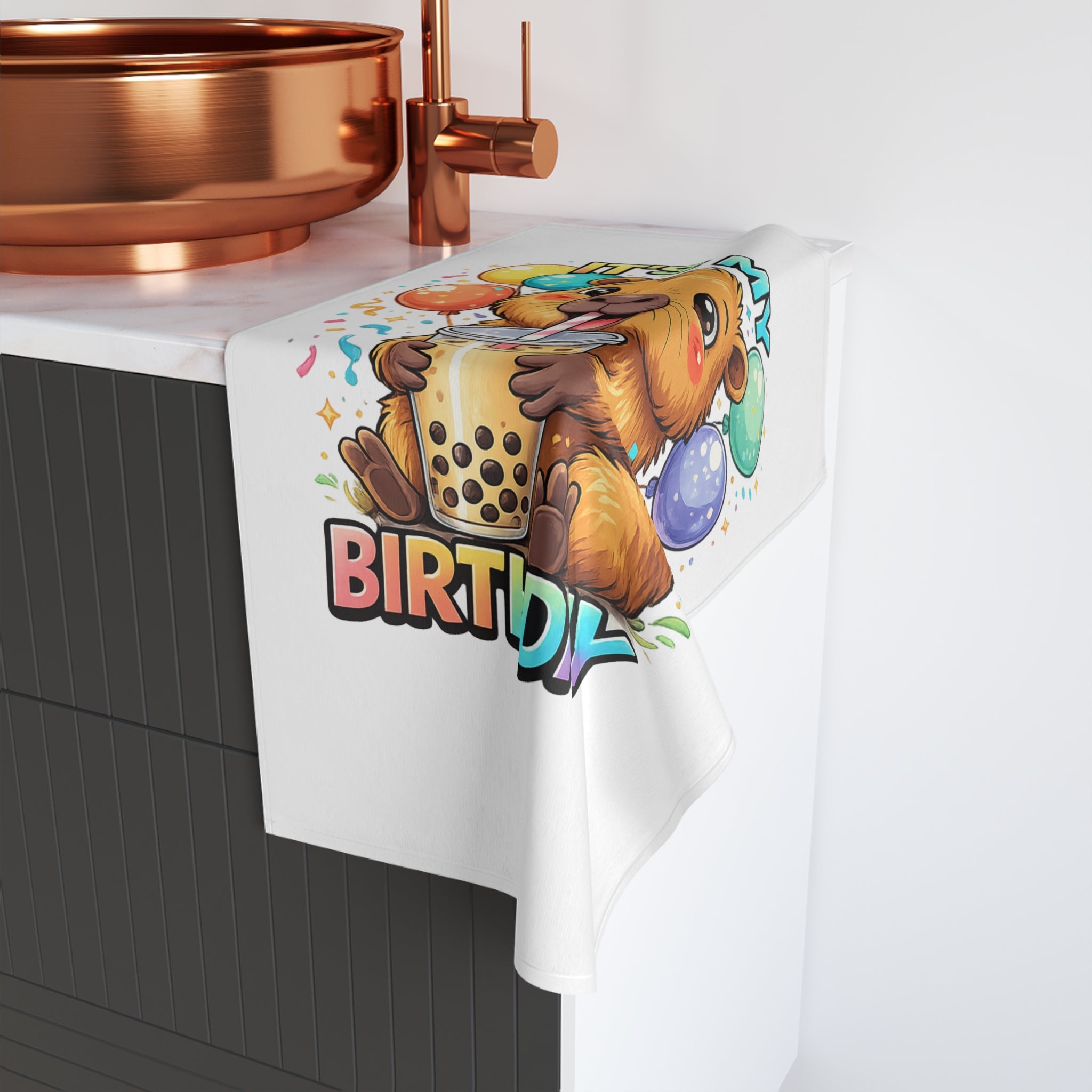 It's My Birthday Quokka Hand Towel | Bubble Tea Birthday Design