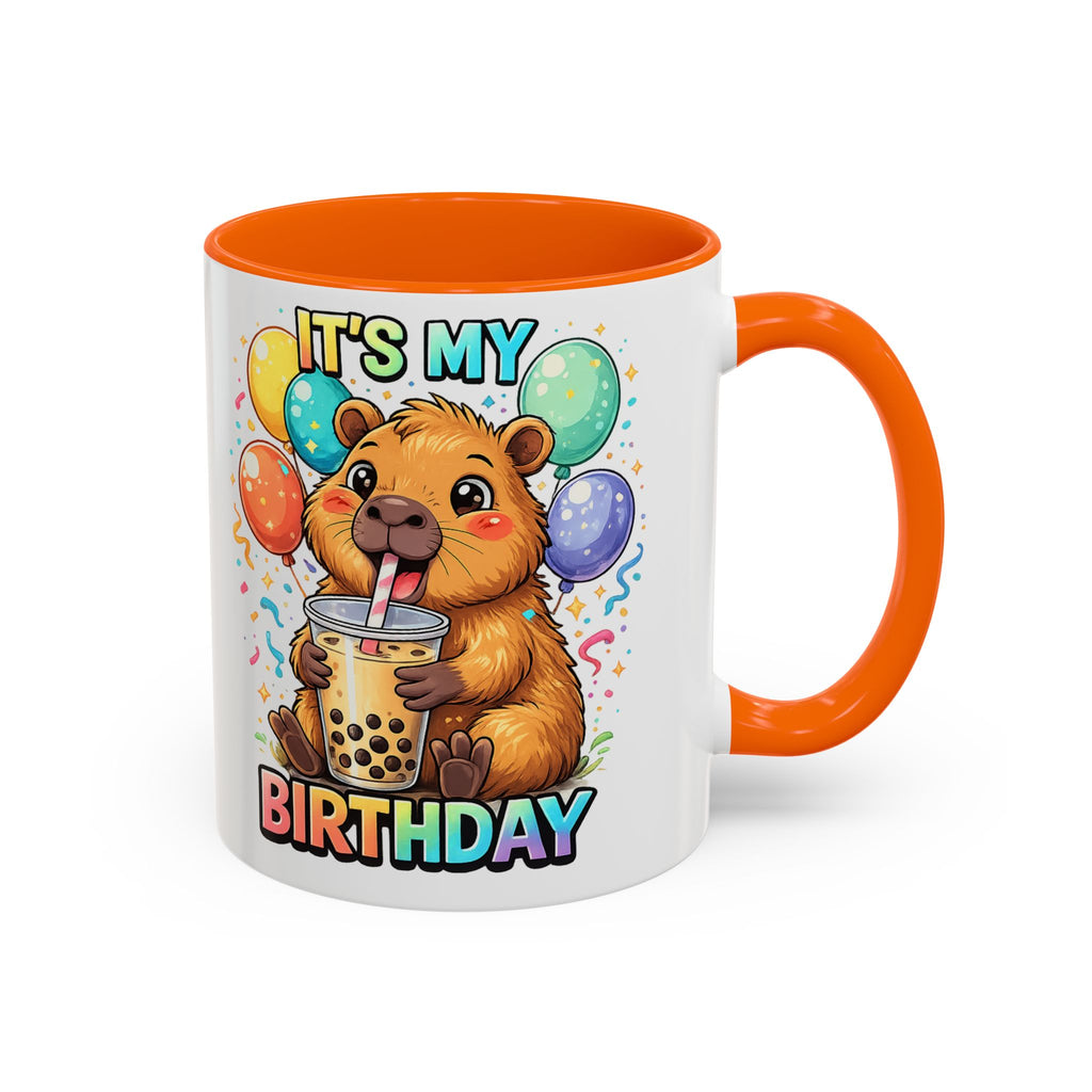 Cute Bear Drinking Bubble Tea It's My Birthday Mug | Accent Coffee Mug