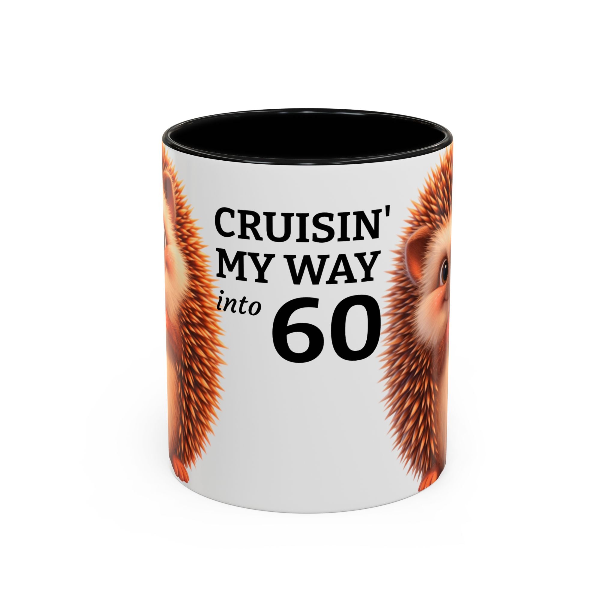 Cruisin' My Way into 60 Hedgehog Accent Coffee Mug — 11/15oz Birthday Mug