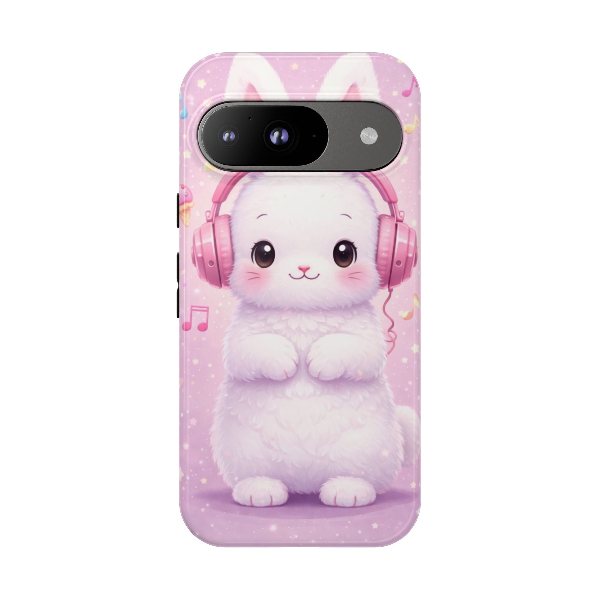 Pastel Bunny with Pink Headphones Phone Case | Dual-Layer Protective Case