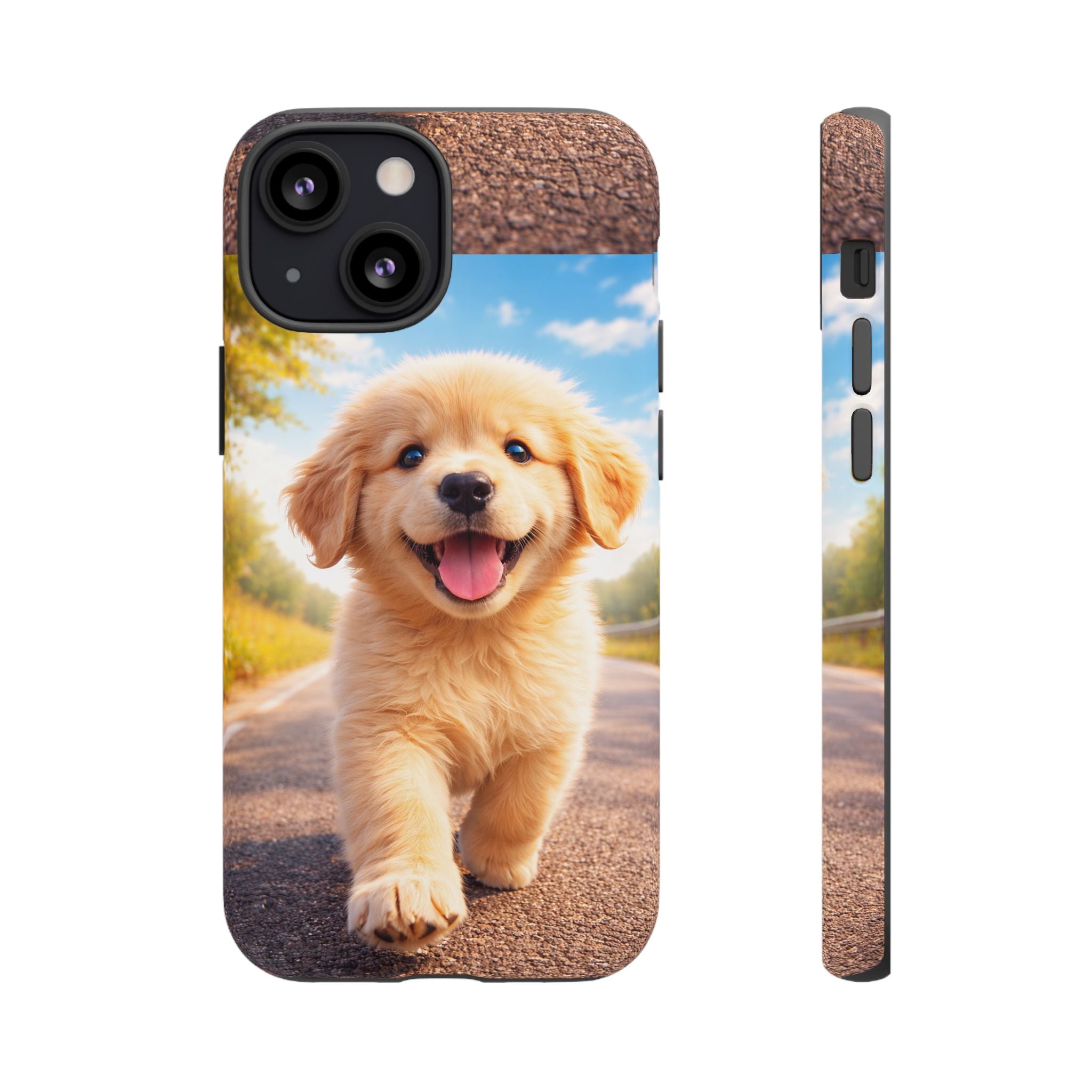 Golden Puppy Sunlit Phone Case — Full‑Wrap UV‑Protected Tough Case