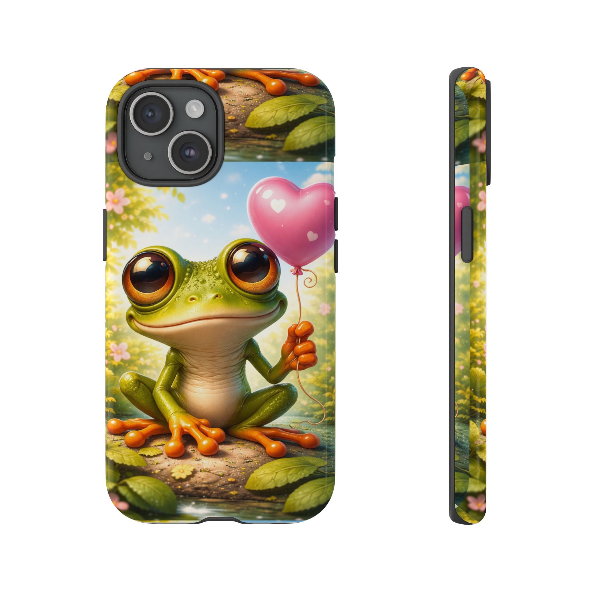 Frog Heart Balloon Phone Case — Glossy or Matte 3D Wrap Protective Case