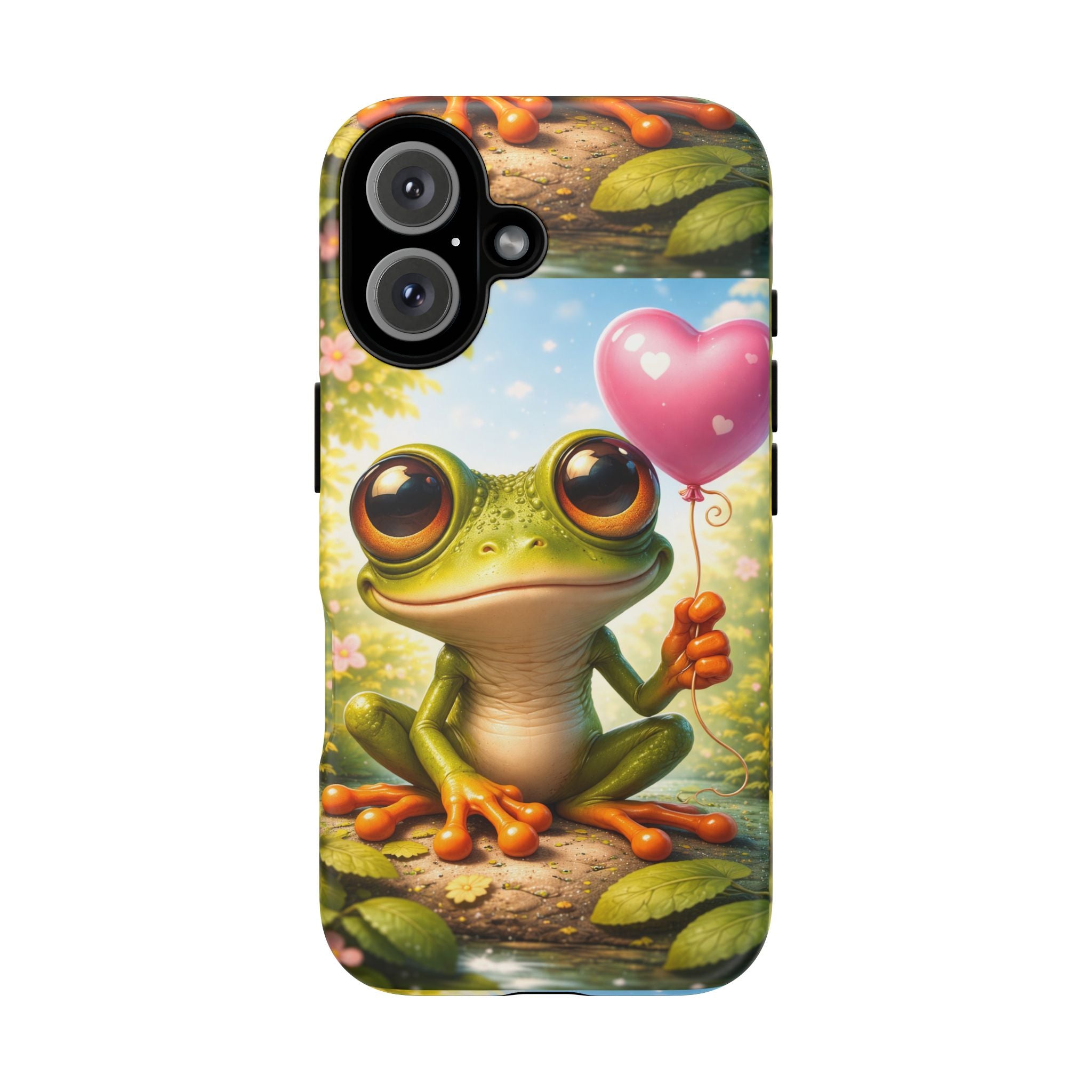 Frog Heart Balloon Phone Case — Glossy or Matte 3D Wrap Protective Case