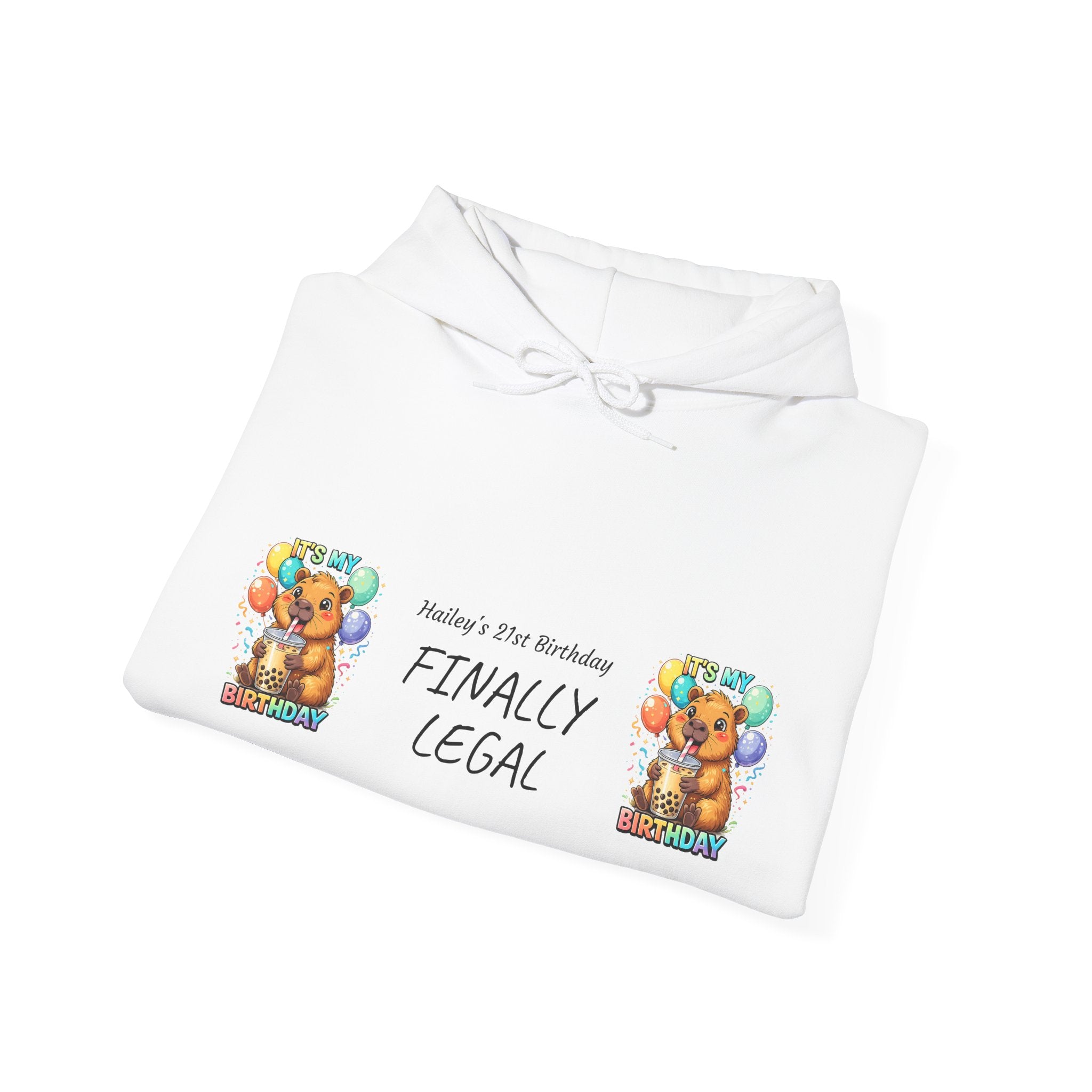 Finally Legal Bear Illustration Hoodie | 21st Birthday Sweatshirt
