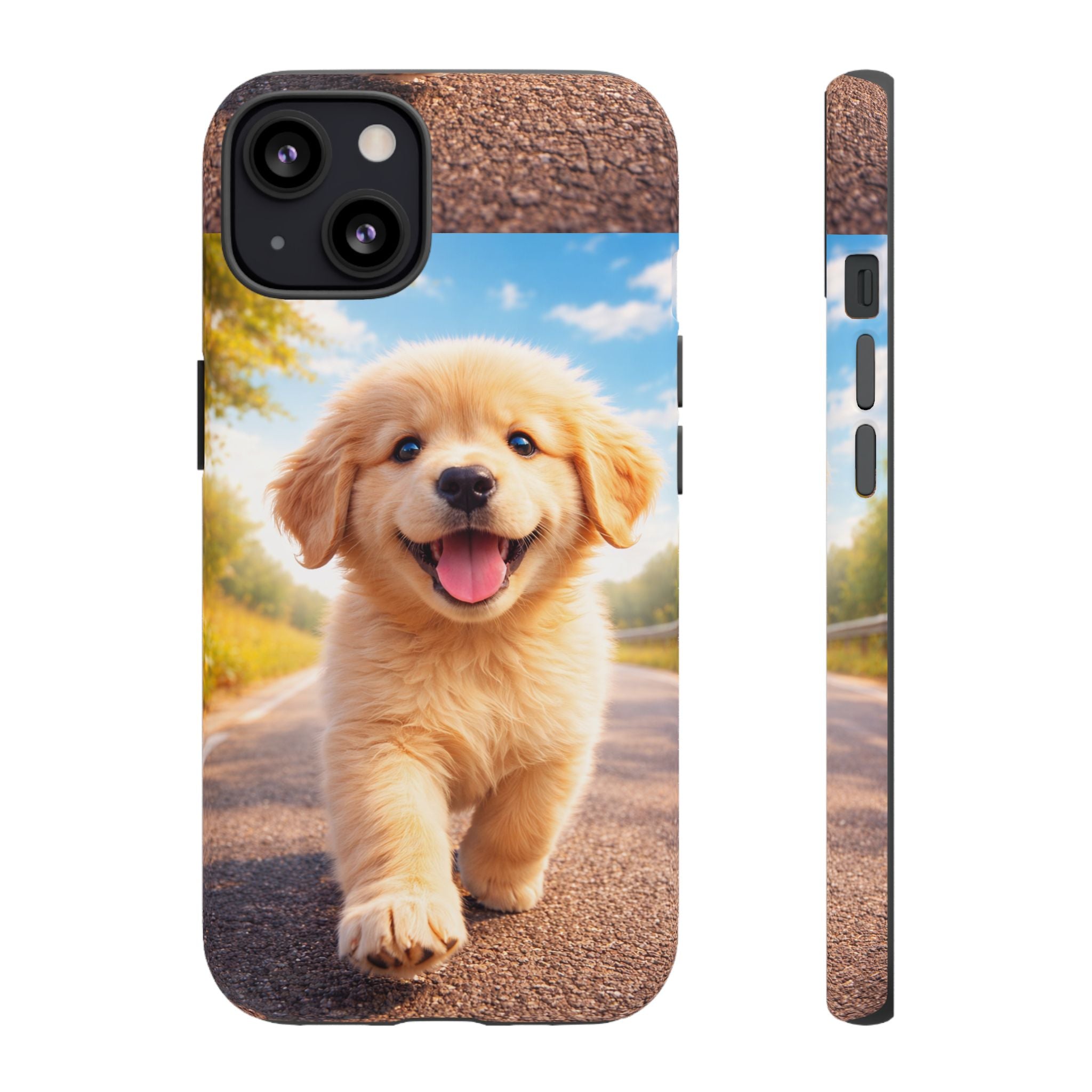 Golden Puppy Sunlit Phone Case — Full‑Wrap UV‑Protected Tough Case