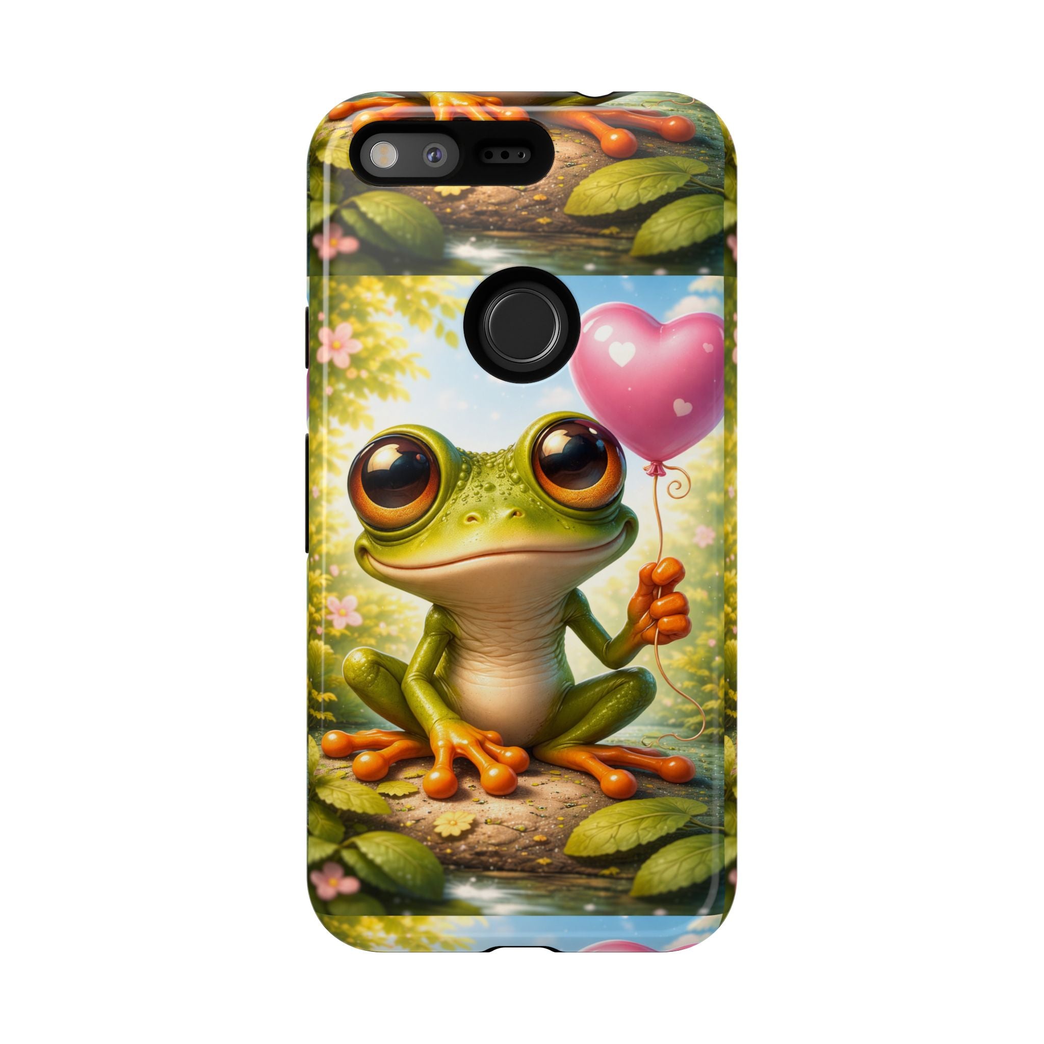 Frog Heart Balloon Phone Case — Glossy or Matte 3D Wrap Protective Case