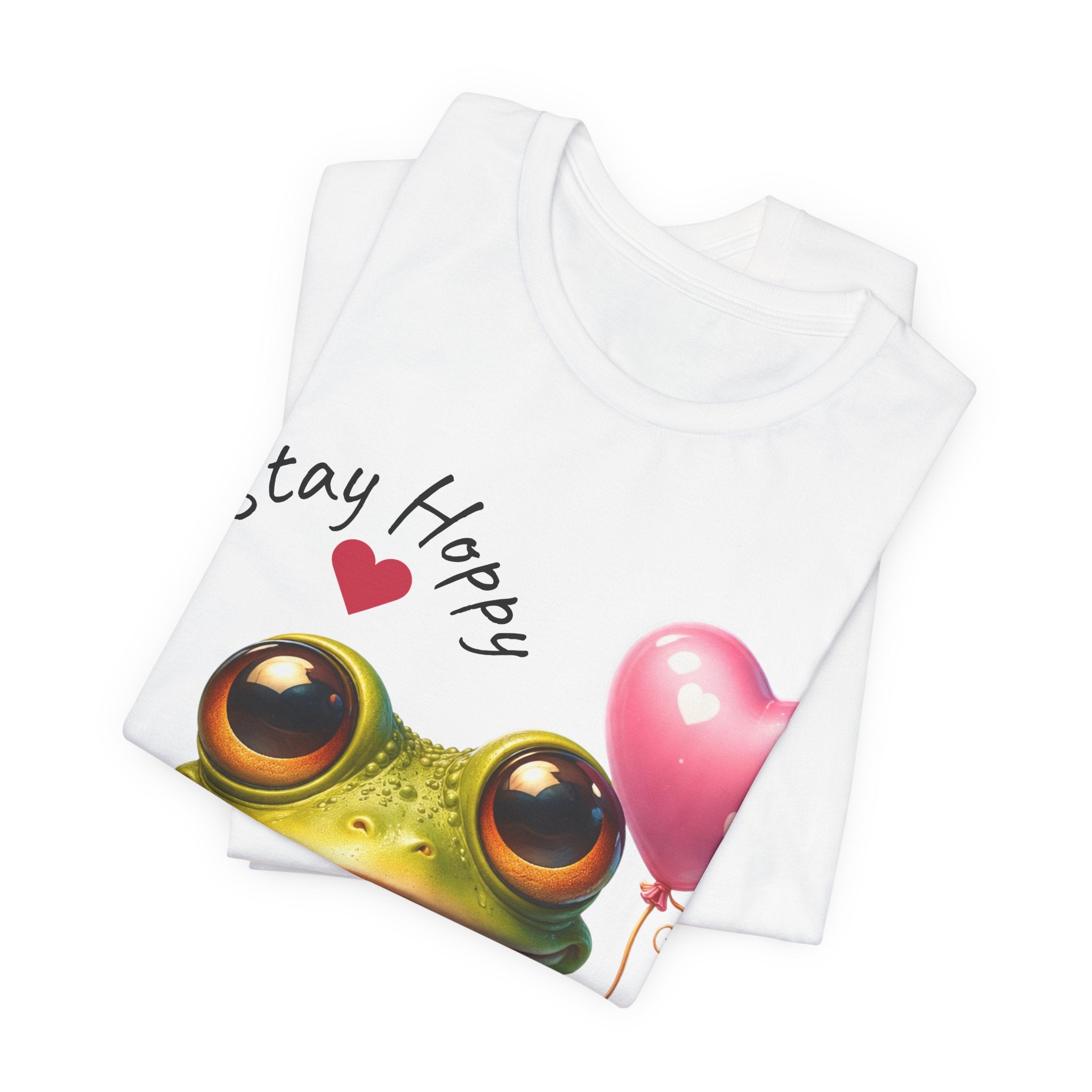 Stay Hoppy Frog T-Shirt — Cute Frog Holding Heart Balloon