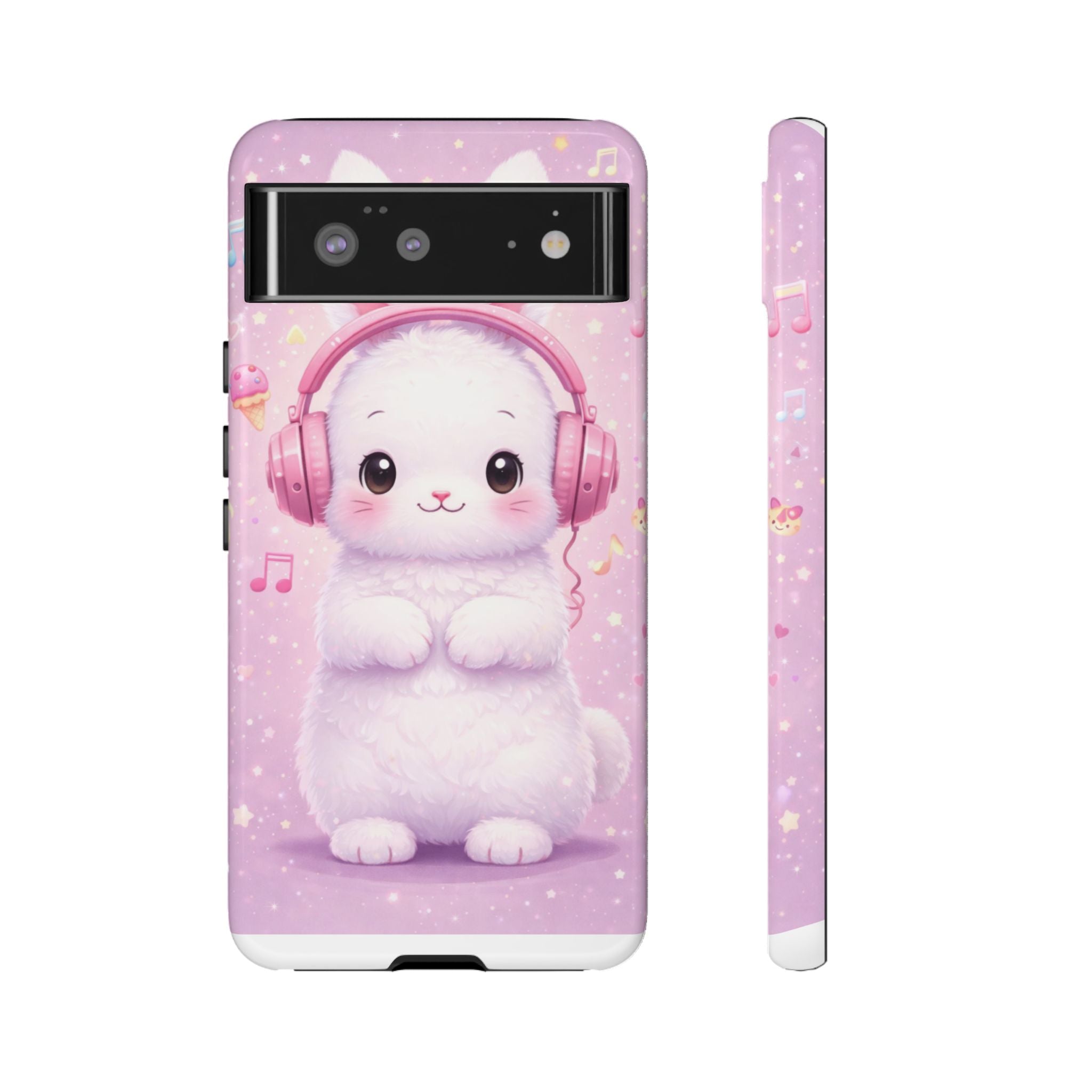 Pastel Bunny with Pink Headphones Phone Case | Dual-Layer Protective Case