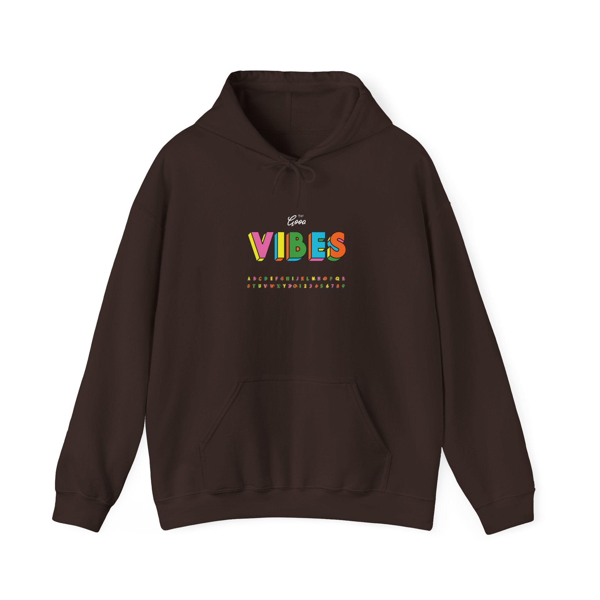 VIBES Graphic with Cartoon Raccoon Hoodie | Retro Cozy Sweatshirt