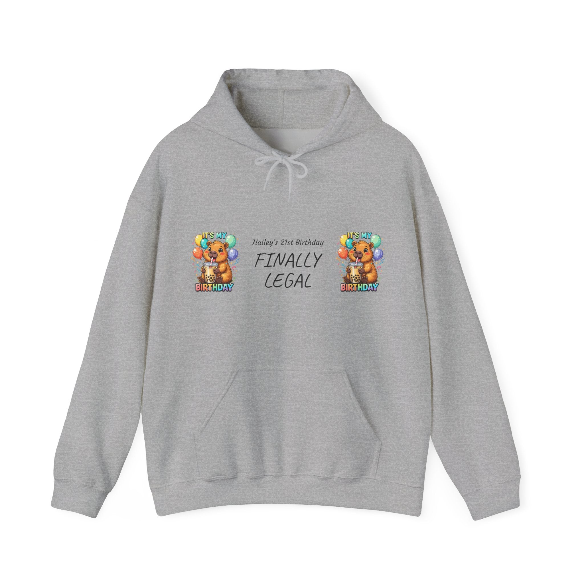 Finally Legal Bear Illustration Hoodie | 21st Birthday Sweatshirt