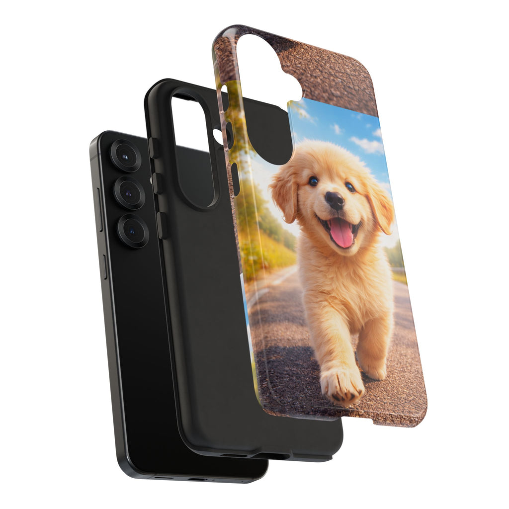 Golden Puppy Sunlit Phone Case — Full‑Wrap UV‑Protected Tough Case