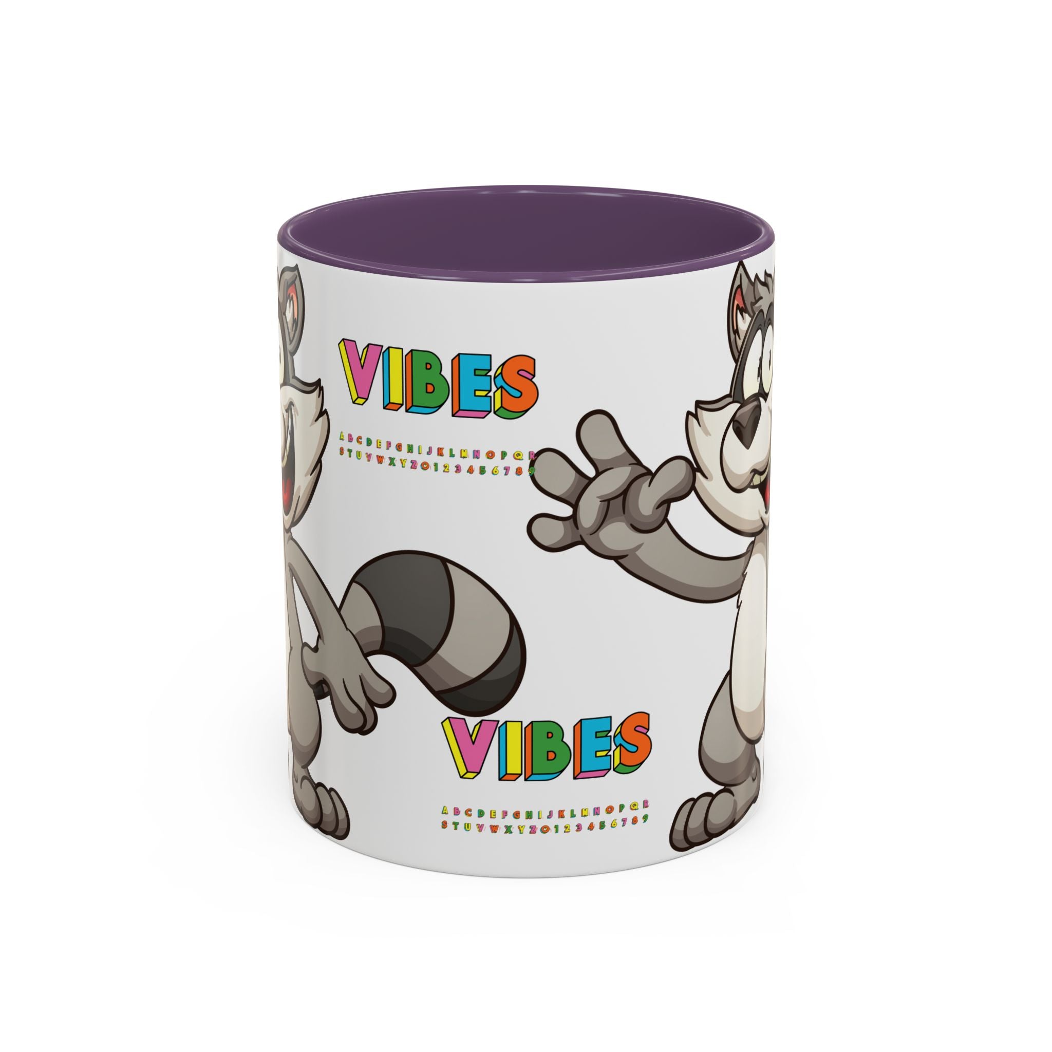 Raccoon VIBES Mug 11oz 15oz | Color Interior Handle Ceramic Coffee Cup