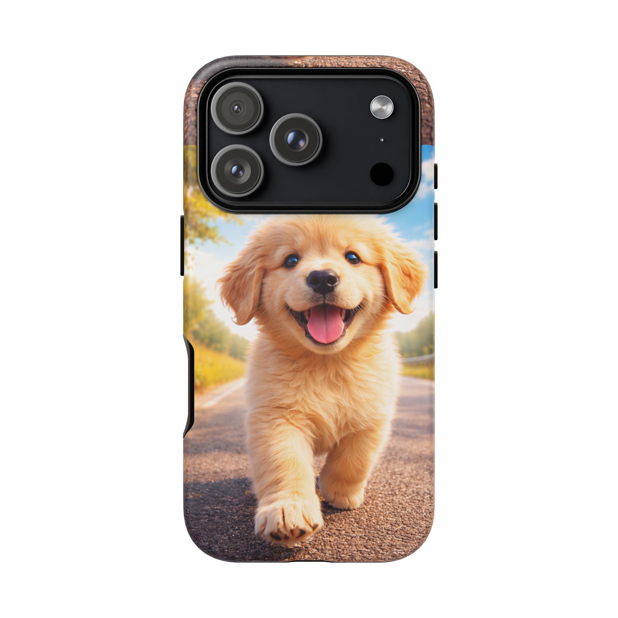 Golden Puppy Sunlit Phone Case — Full‑Wrap UV‑Protected Tough Case