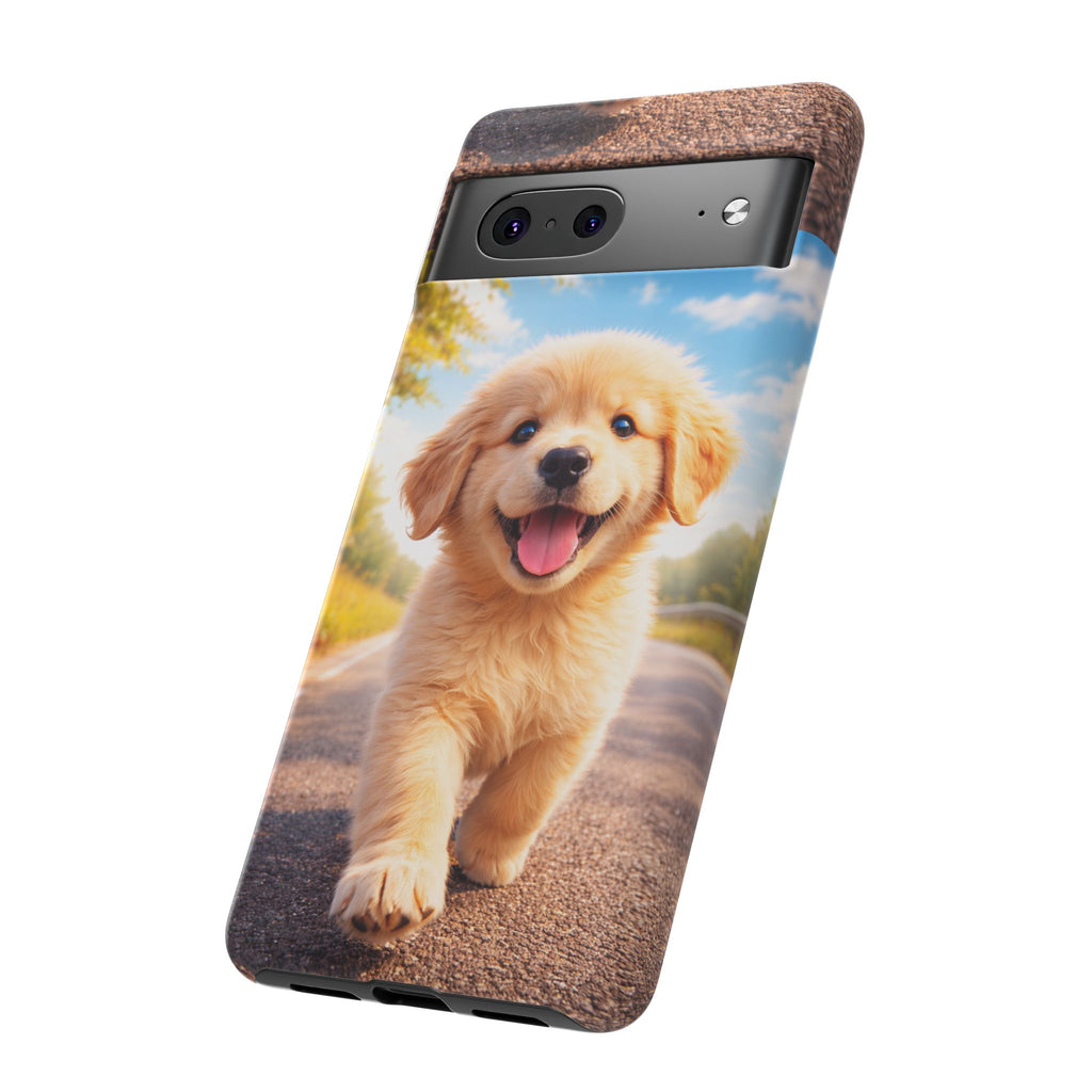 Golden Puppy Sunlit Phone Case — Full‑Wrap UV‑Protected Tough Case