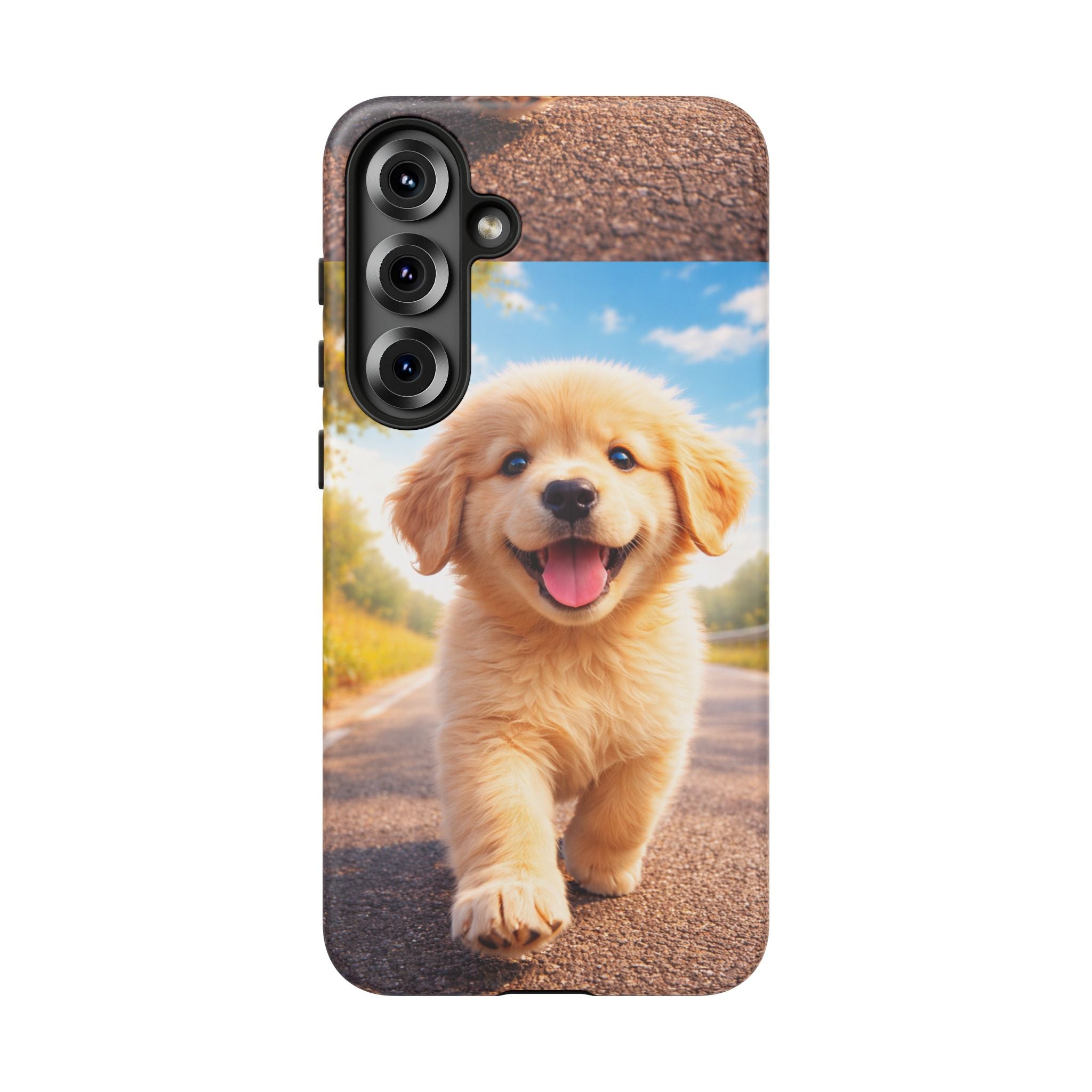 Golden Puppy Sunlit Phone Case — Full‑Wrap UV‑Protected Tough Case