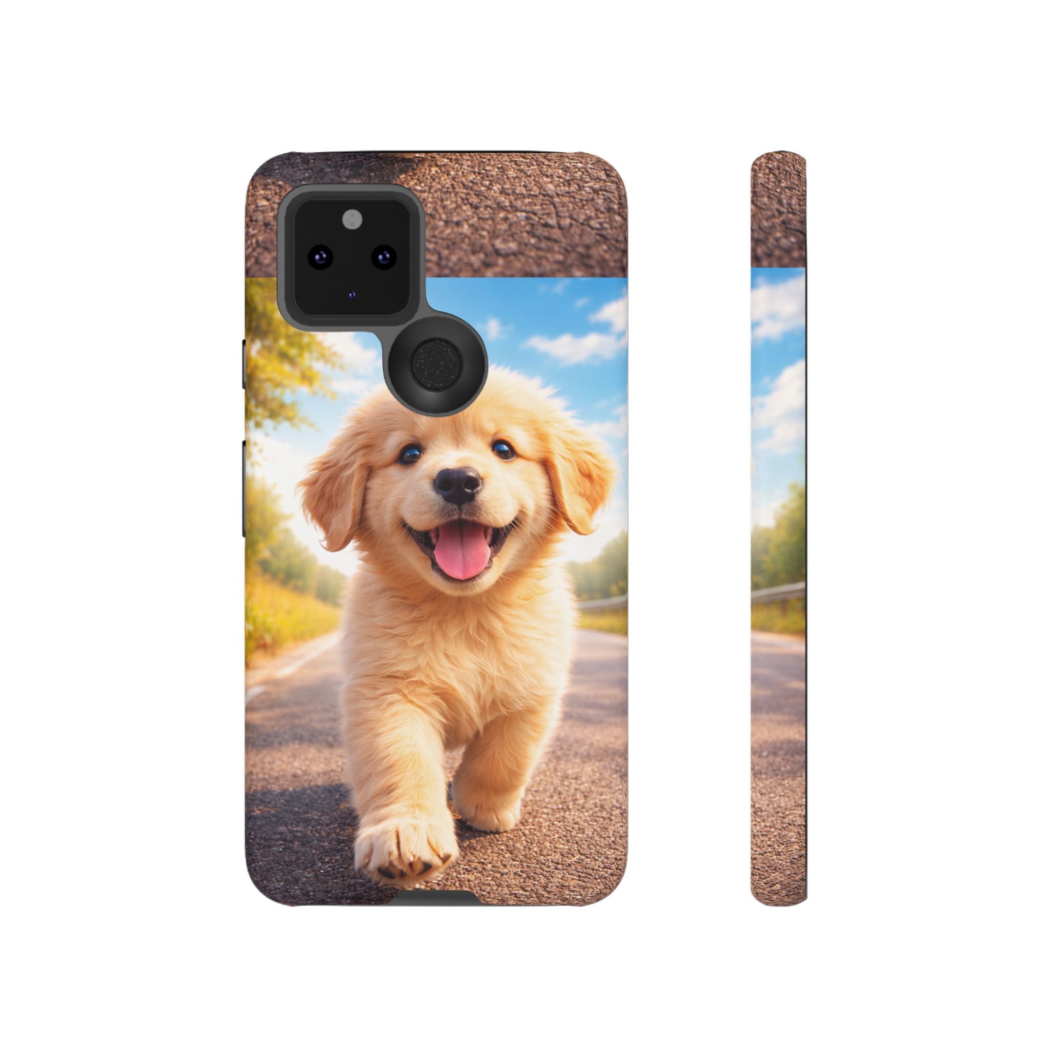 Golden Puppy Sunlit Phone Case — Full‑Wrap UV‑Protected Tough Case