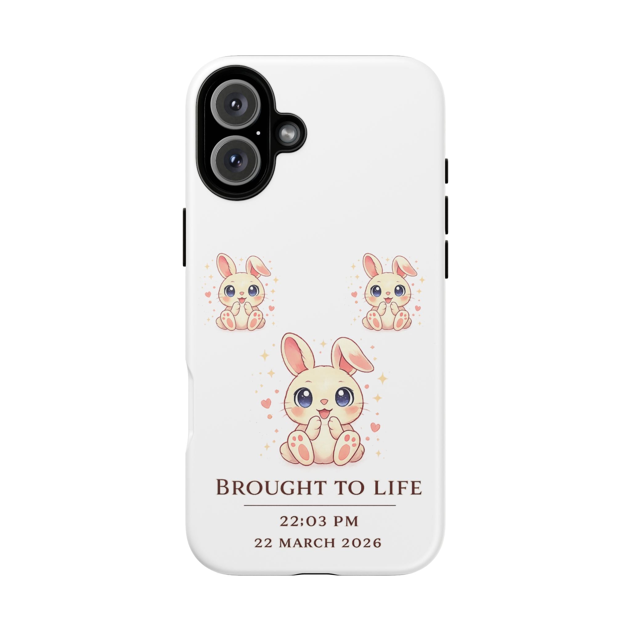 Cute Bunny Nursery Birth Announcement Phone Case | Personalized Name, Date & Time