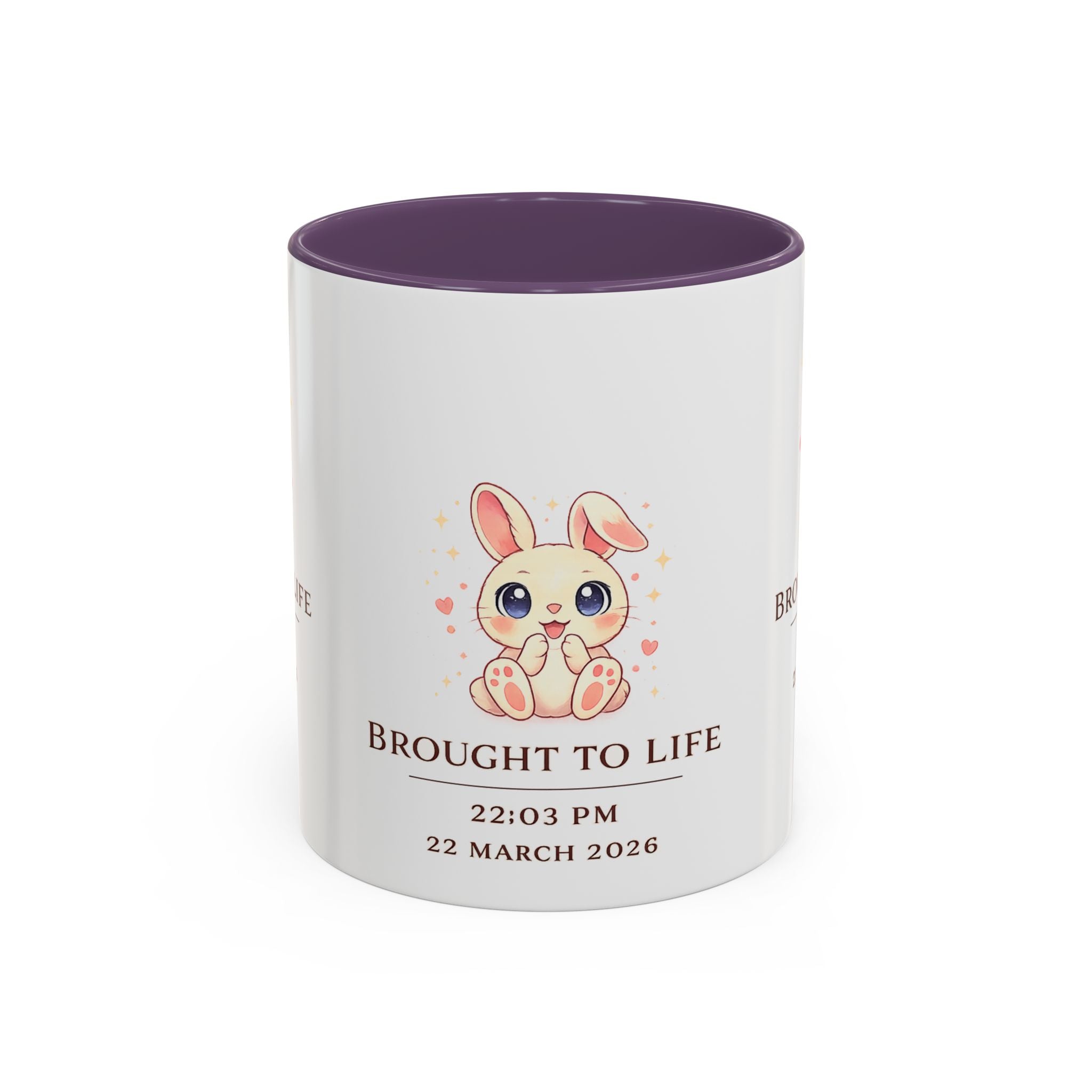 Pastel Bunny 'Brought to Life' Mug 11oz 15oz | Personalized Birth Details