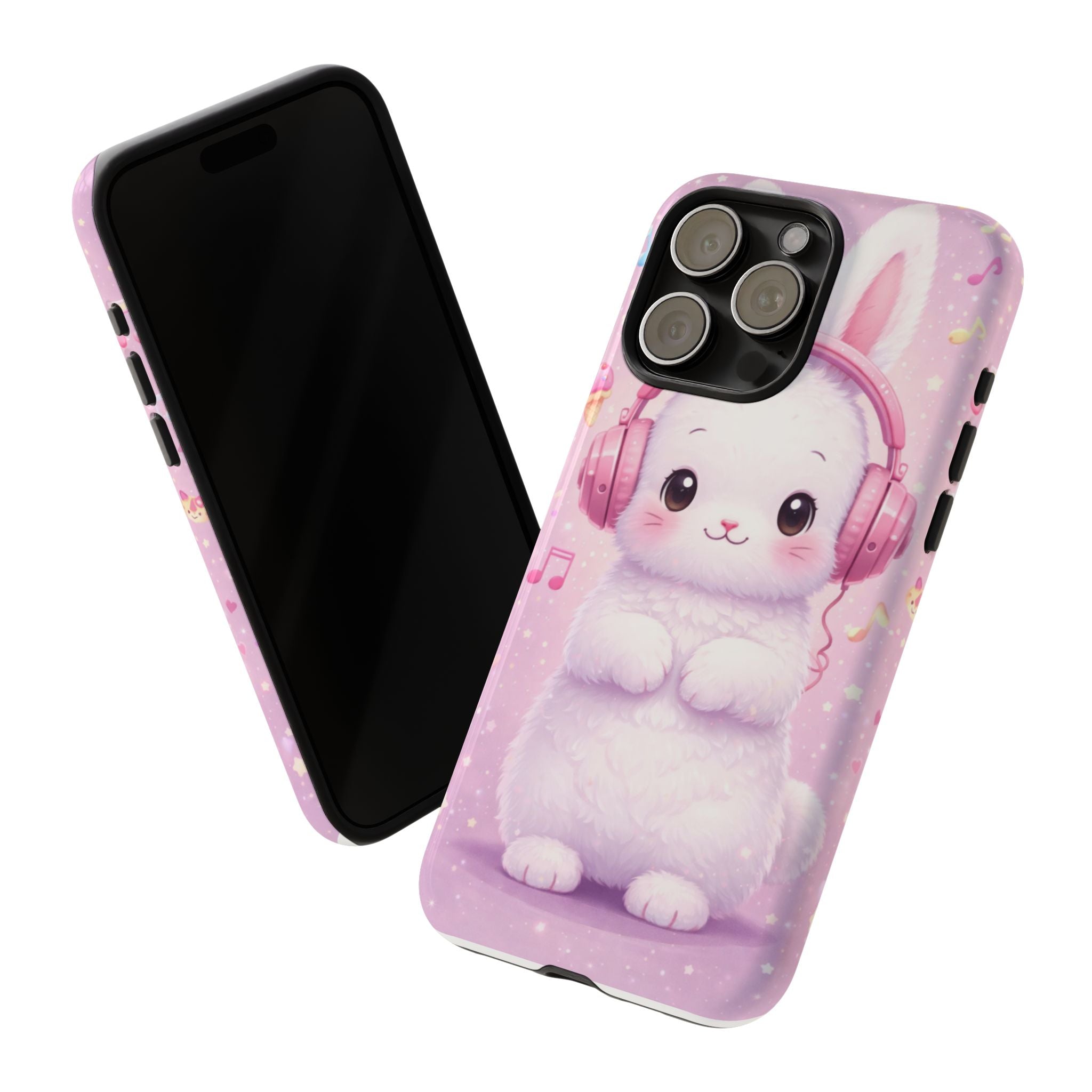 Pastel Bunny with Pink Headphones Phone Case | Dual-Layer Protective Case