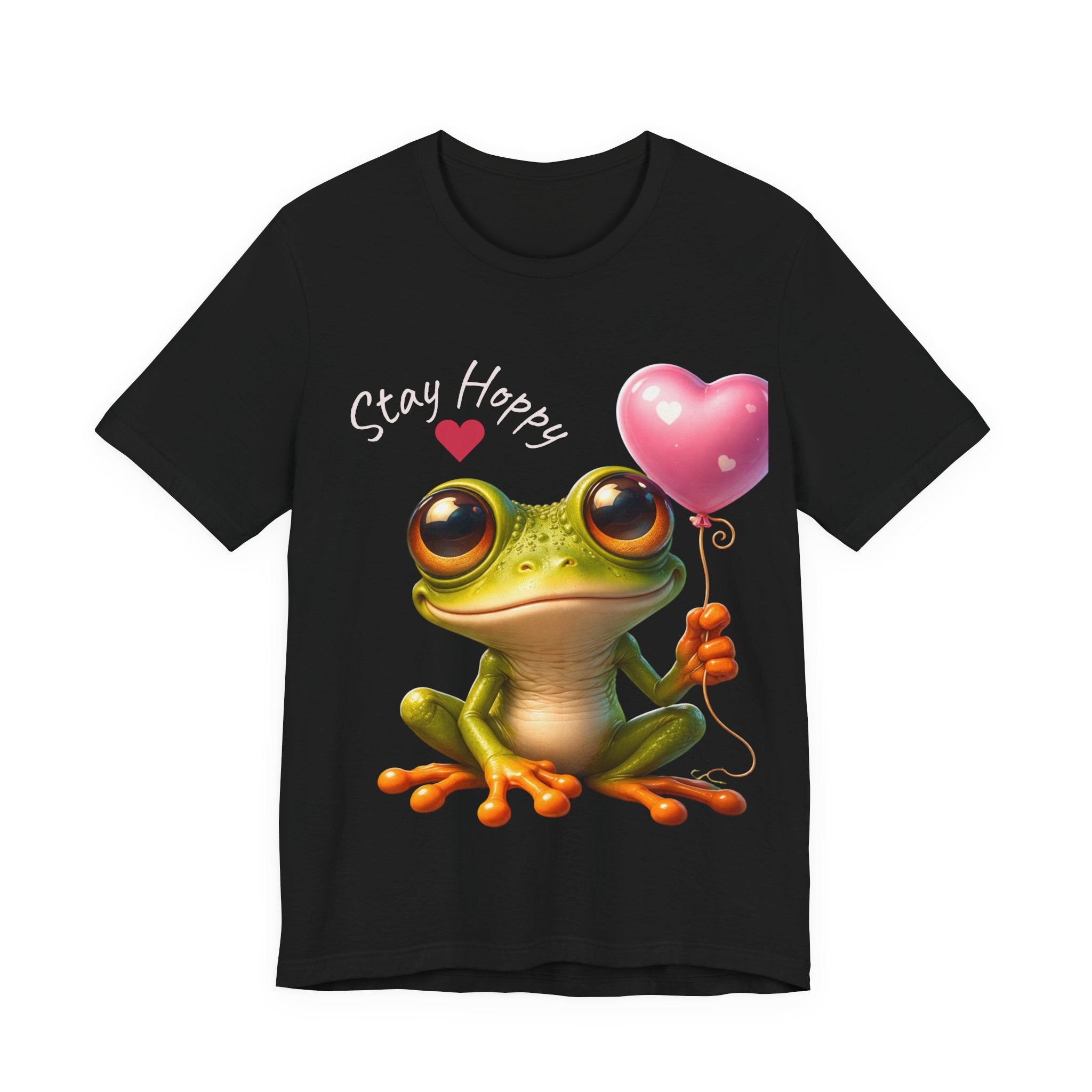 Stay Hoppy Frog T-Shirt — Cute Frog Holding Heart Balloon