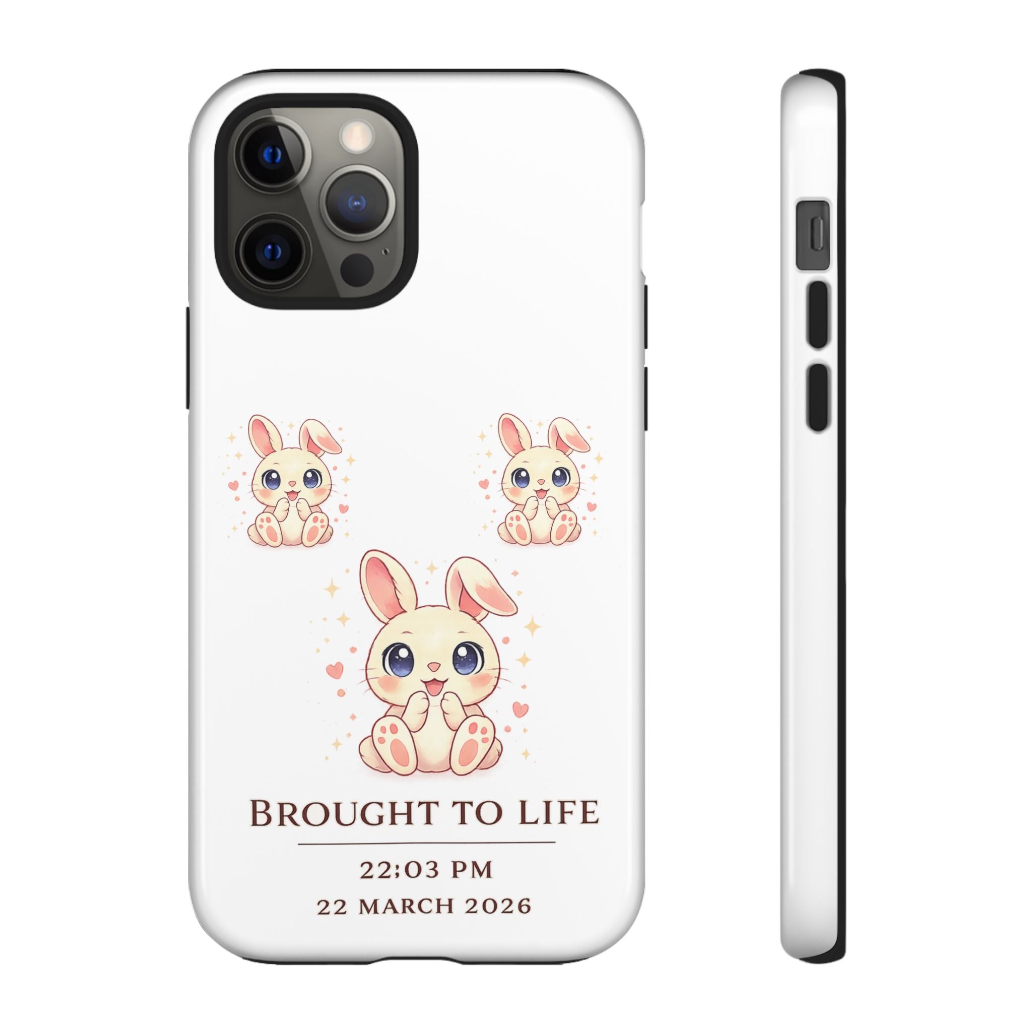 Cute Bunny Nursery Birth Announcement Phone Case | Personalized Name, Date & Time
