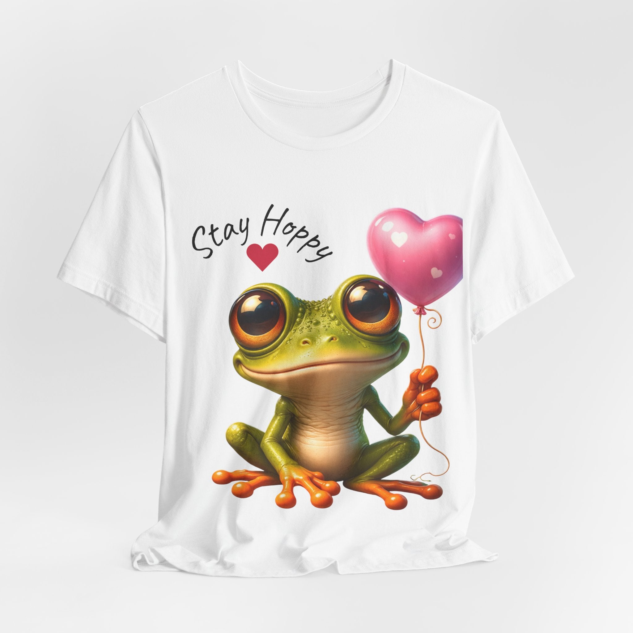 Stay Hoppy Frog T-Shirt — Cute Frog Holding Heart Balloon