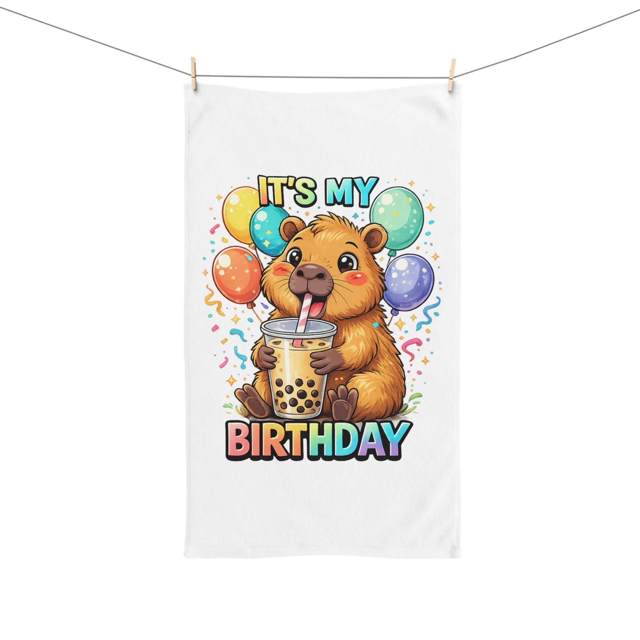 It's My Birthday Quokka Hand Towel | Bubble Tea Birthday Design