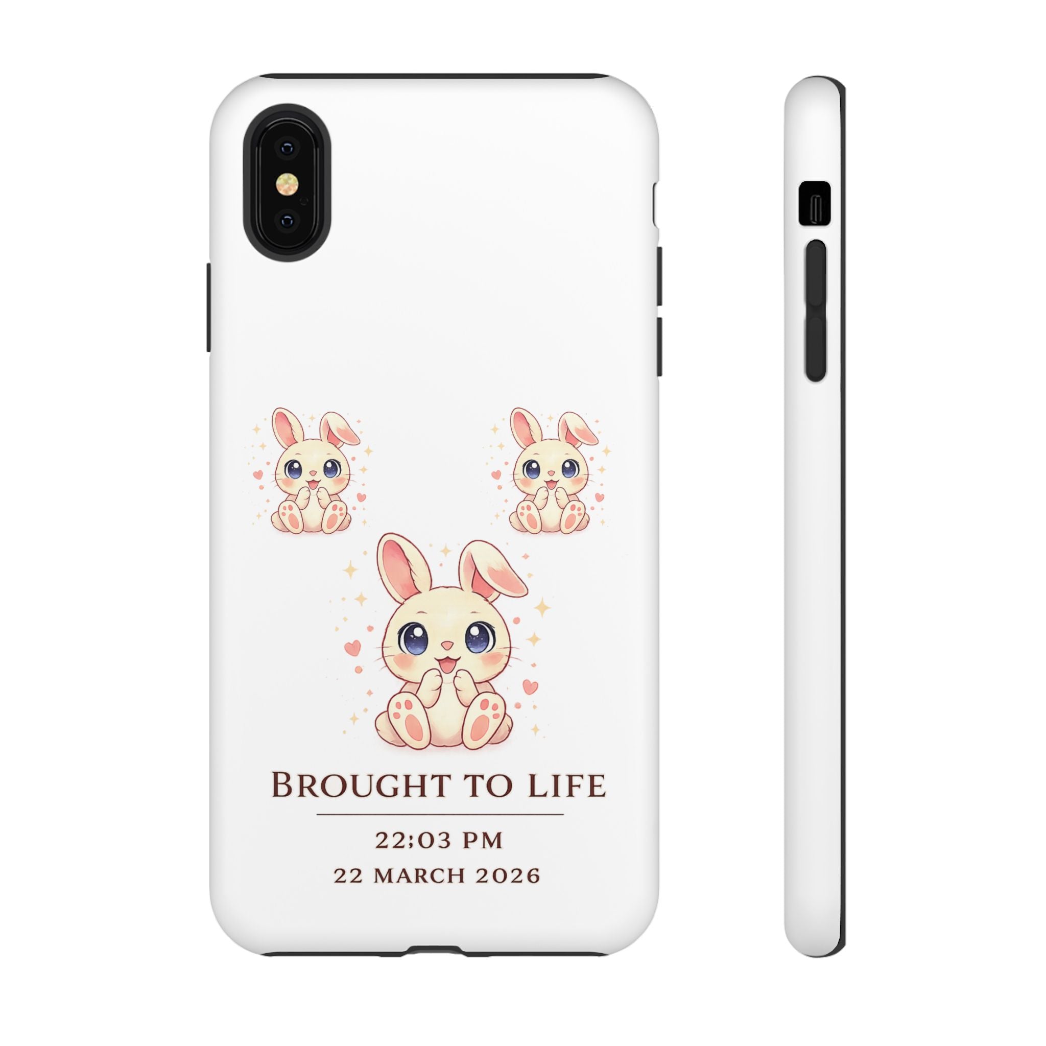 Cute Bunny Nursery Birth Announcement Phone Case | Personalized Name, Date & Time