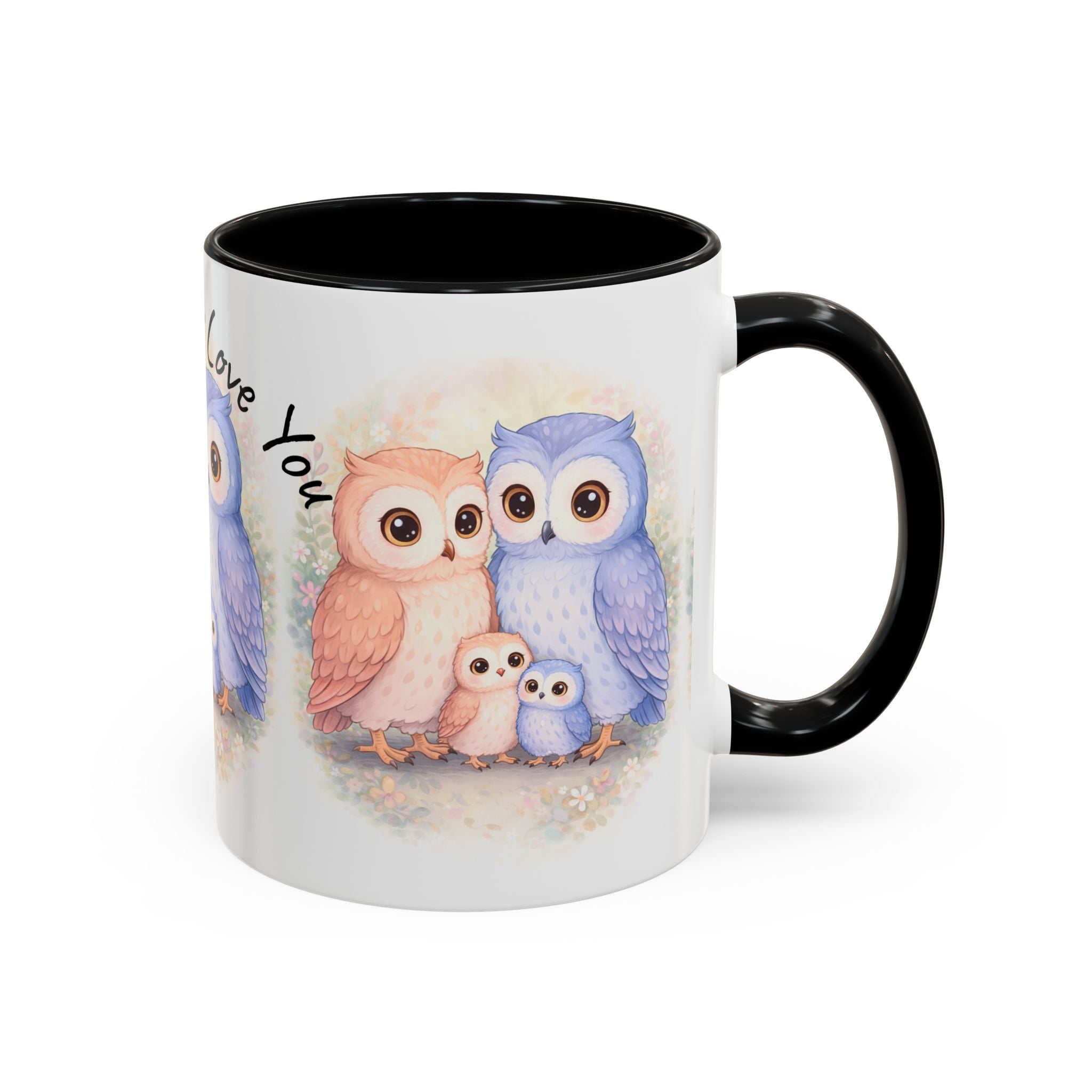 Watercolor Owl Family Mug 11oz 15oz | Pastel Ceramic Accent Coffee Cup