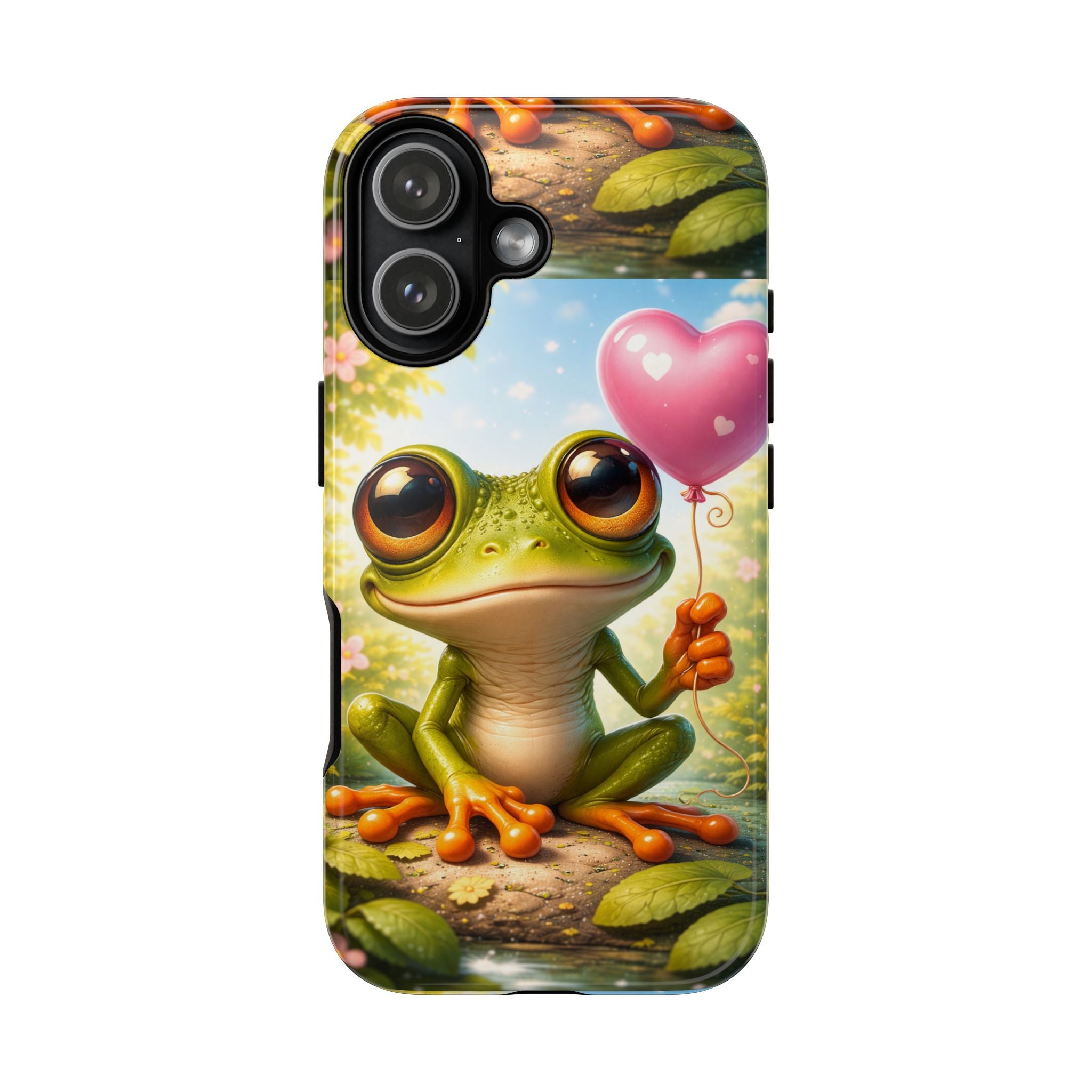 Frog Heart Balloon Phone Case — Glossy or Matte 3D Wrap Protective Case