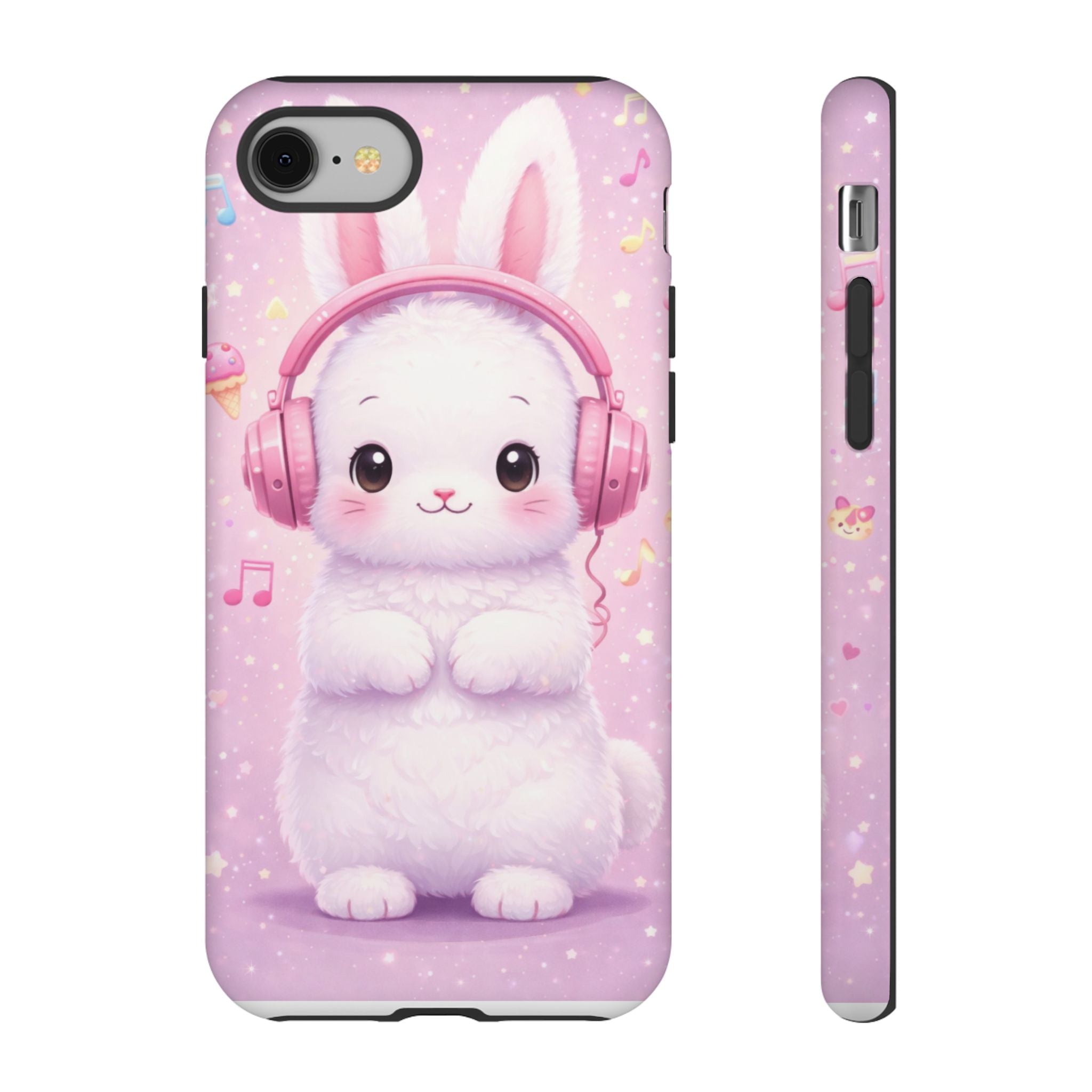 Pastel Bunny with Pink Headphones Phone Case | Dual-Layer Protective Case
